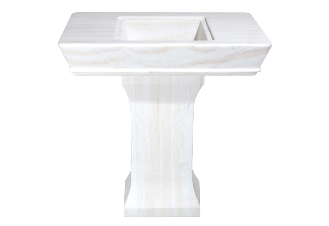 Luxury Palissandro White Marble Pedestal Sink - Elegant Bathroom Vanity for Modern & Classic Interiors | Perfect for Master Bath, Powder Room & Guest Bath Decor