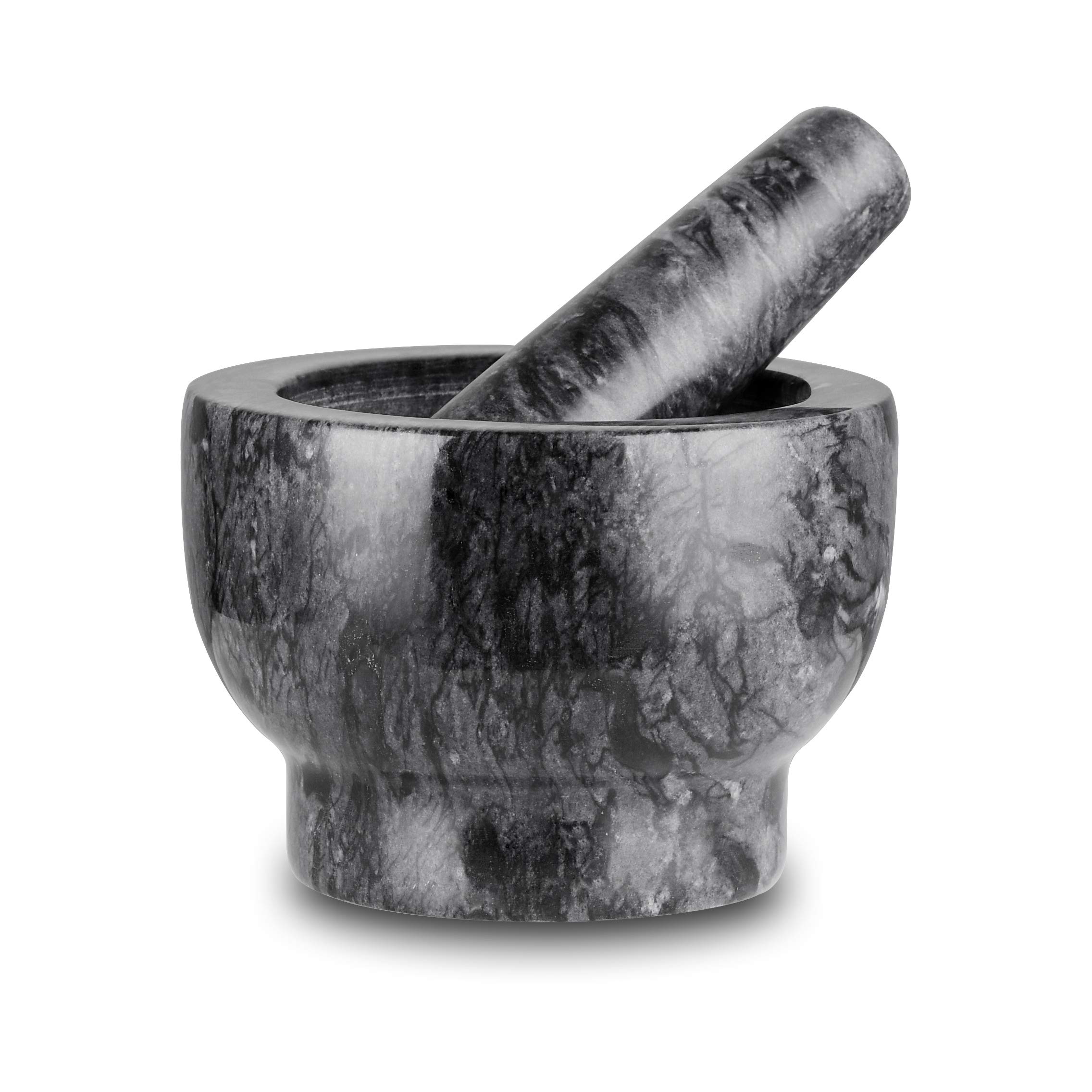 Premium Marble Mortar and Pestle Set - 12.5×9cm Solid Stone Grinder for Herbs, Spices, Guacamole, Garlic, Pesto & Ginger - Perfect for Kitchen, Cooking, Grinding Fresh Ingredients & Food Preparation