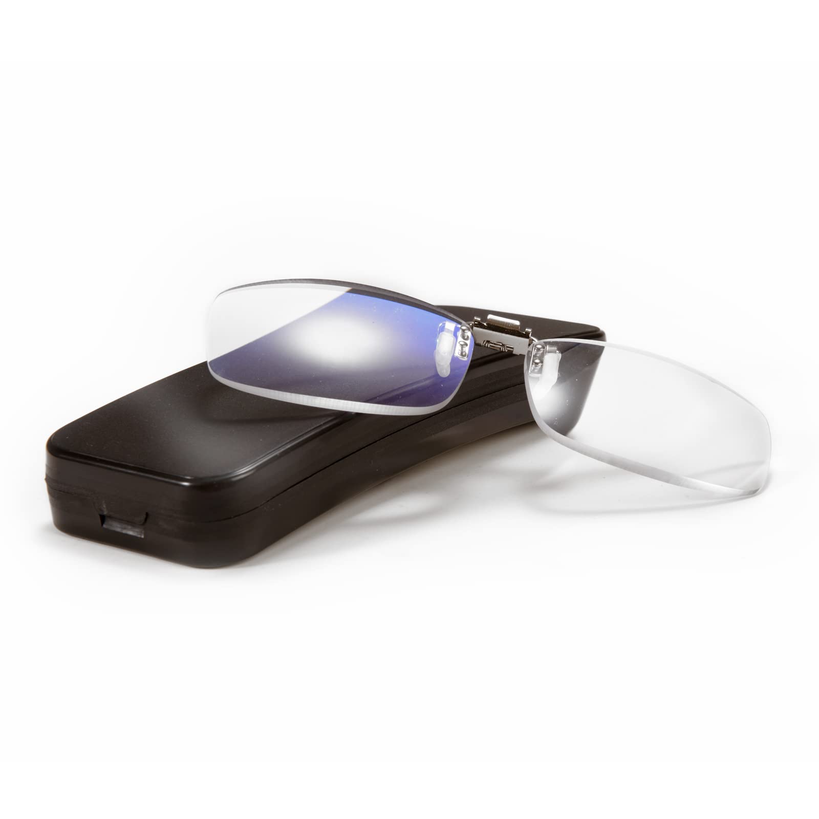 Blue Light Blocking Clip-On Reading Glasses for Women & Men - Flip Up Computer Magnifiers with Frameless Design - Perfect for Office Work, Screen Time & Reading