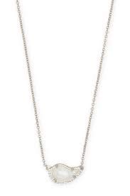 Kendra Scott Tansy Silver Plated Long Necklace with Mother of Pearl Pendant - Elegant Layered Jewelry for Women, Perfect for Office, Party & Special Occasions