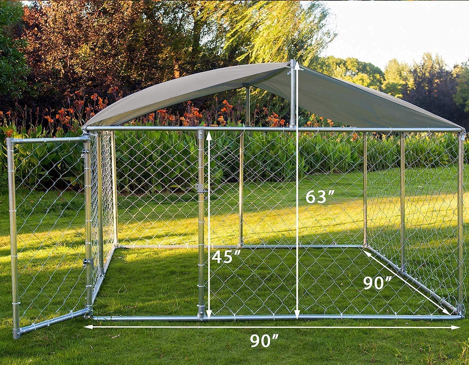 **Heavy Duty Outdoor Dog Kennel with Waterproof Cover - Large Metal Dog Cage, Pet Playpen & Enclosure for Dogs - Ideal for Backyard, Garden & Outdoor Play**