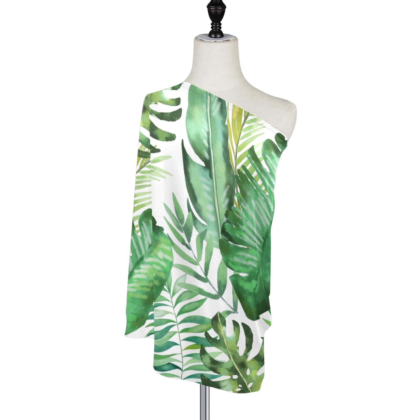 Breastfeeding Cover & Baby Car Seat Canopy - Soft, Breathable Nursing Scarf with Green Palm Leaves Design for Boys & Girls | Perfect for Nursing in Public, Stroller & Infant Car Seat Coverage