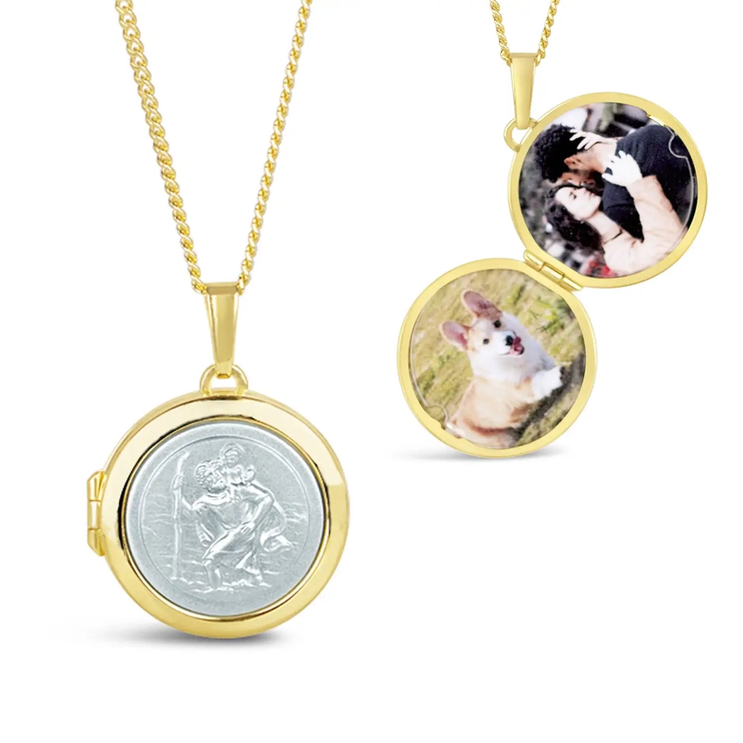 St. Christopher Pendant Necklace for Men - 14K Gold & Sterling Silver Religious Jewelry - Perfect for Travel Protection & Gifts