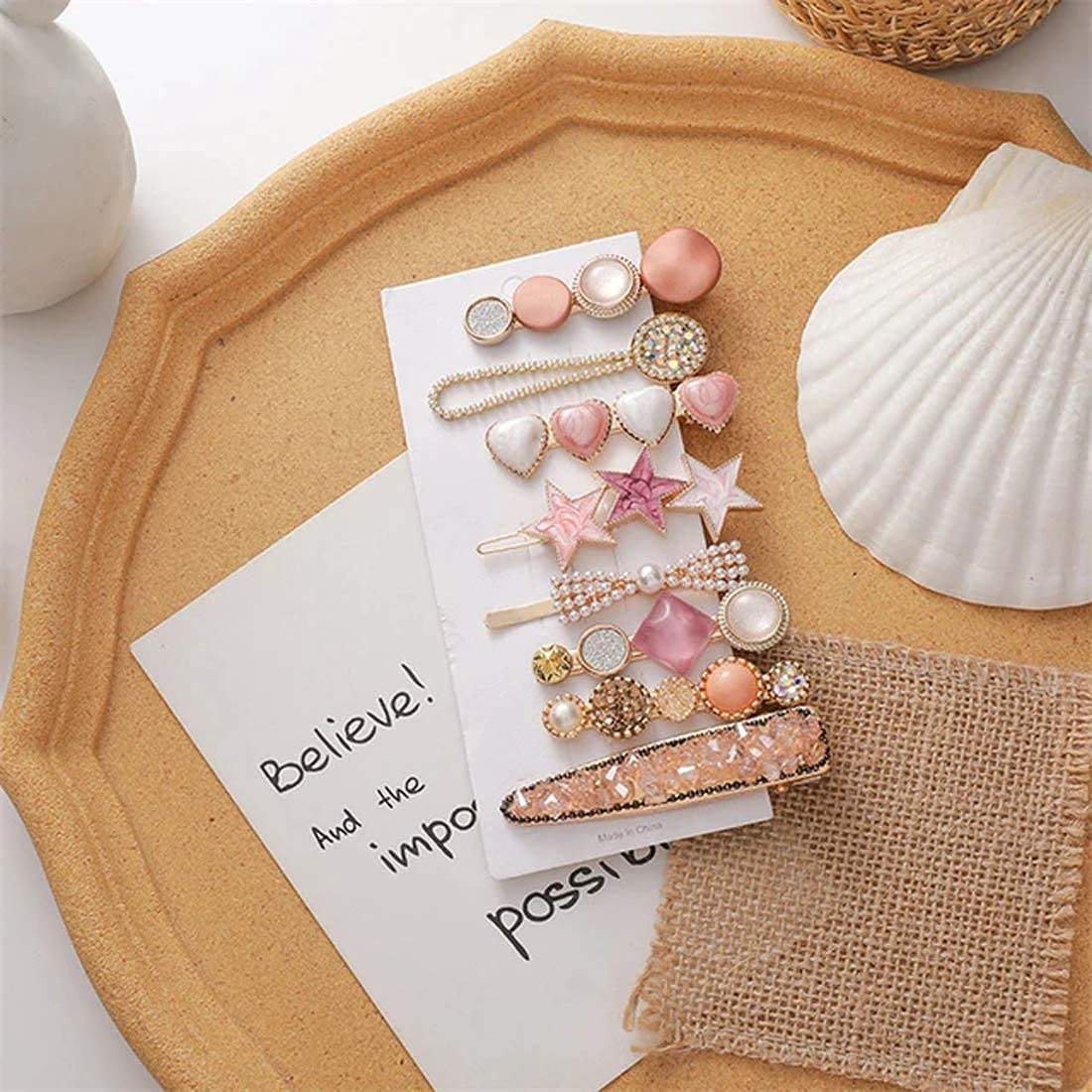 Rubela Korean Hair Clips with Pearls - 8pcs Set for Women & Girls - Elegant Hair Accessories for Weddings, Parties & Daily Styling