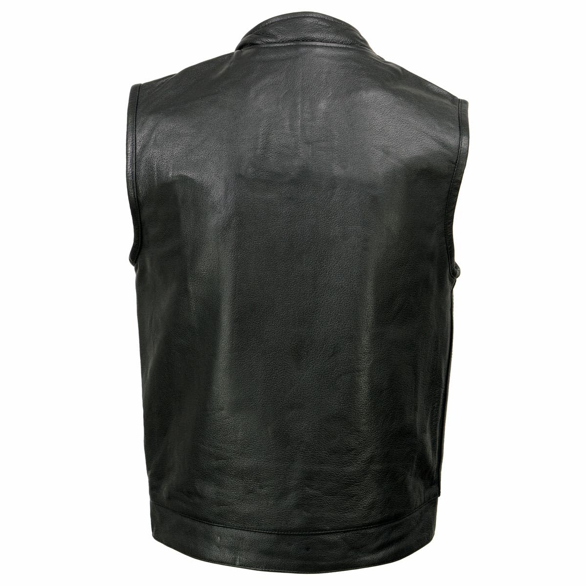 Milwaukee Leather SH2036 Men's Black Club Style Open Neck Leather Vest for Motorcycle Riding & Biker Events | Durable & Stylish