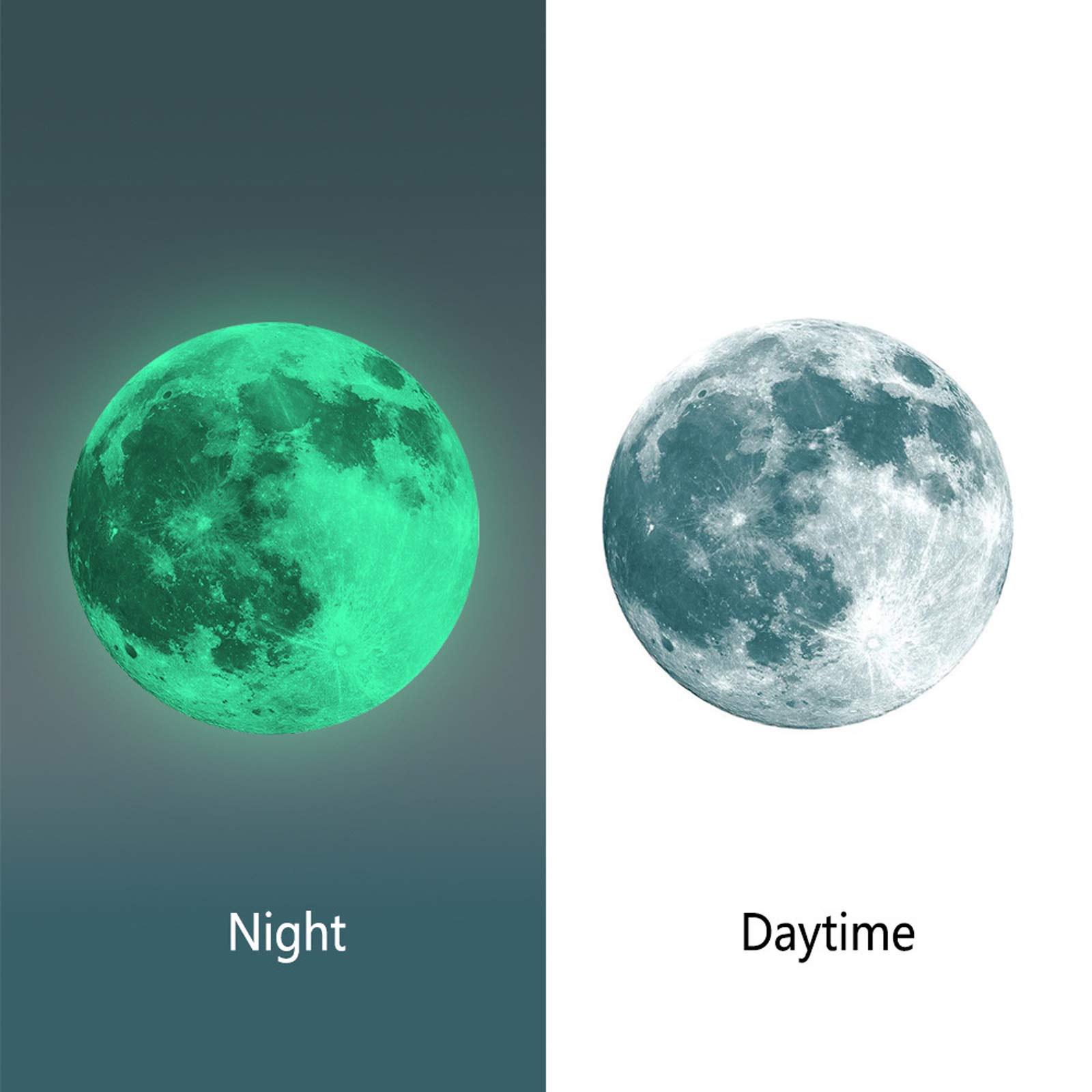ALINKER Glow in The Dark Moon Wall Stickers - Luminous Decals for Kids Room Decor, Nursery, Bedroom (Green) | Perfect for Night Lights, Space-Themed Parties & DIY Wall Art