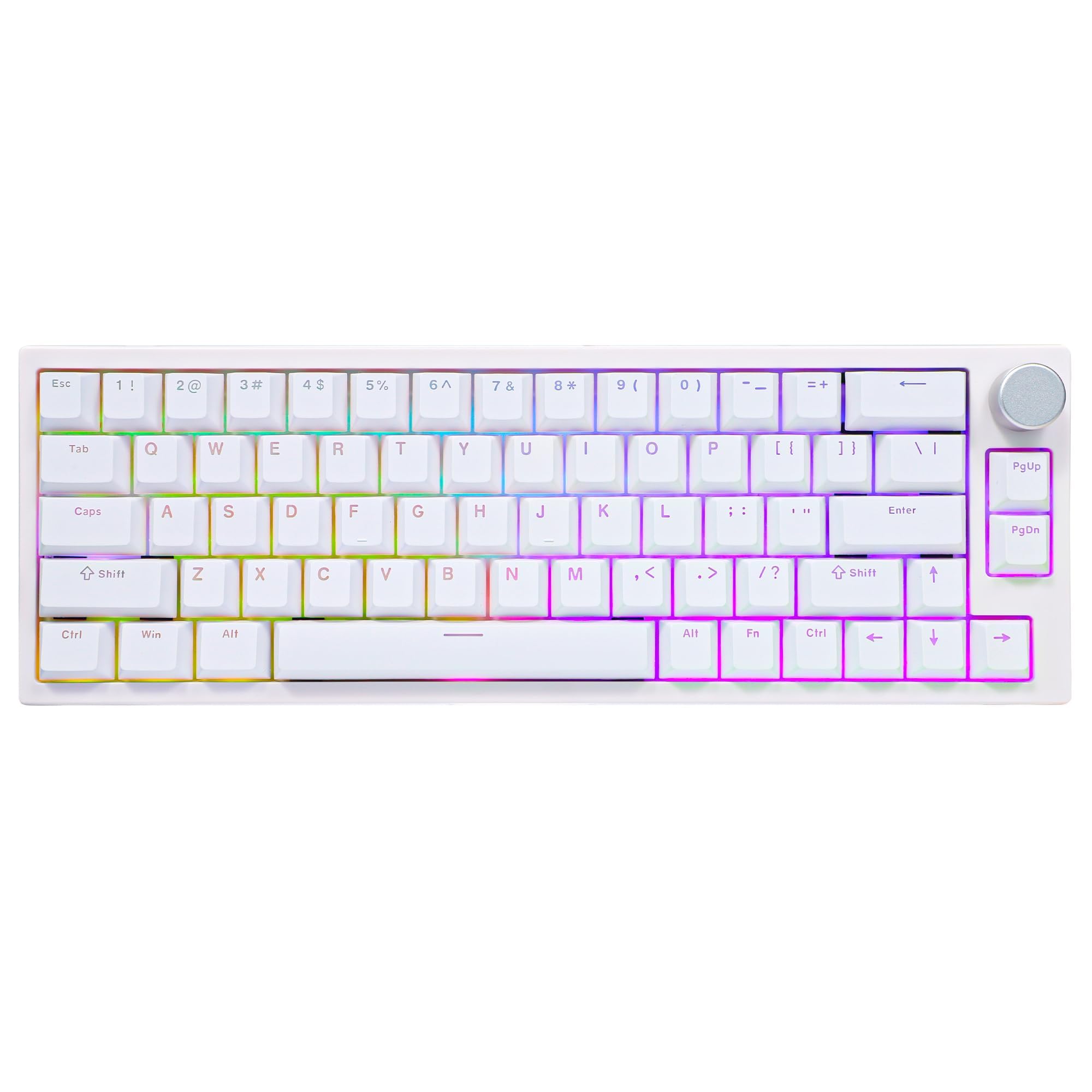 BOYI 66Pro Hall Effect Magnetic Switch 65% Compact Mechanical Gaming Keyboard - Rapid Trigger, RGB Backlit, Hot-Swappable, Adjustable Actuation, Gasket-Mounted, Wired with Volume Knob (White) - Perfect for Competitive Gaming, Typing & Office Work