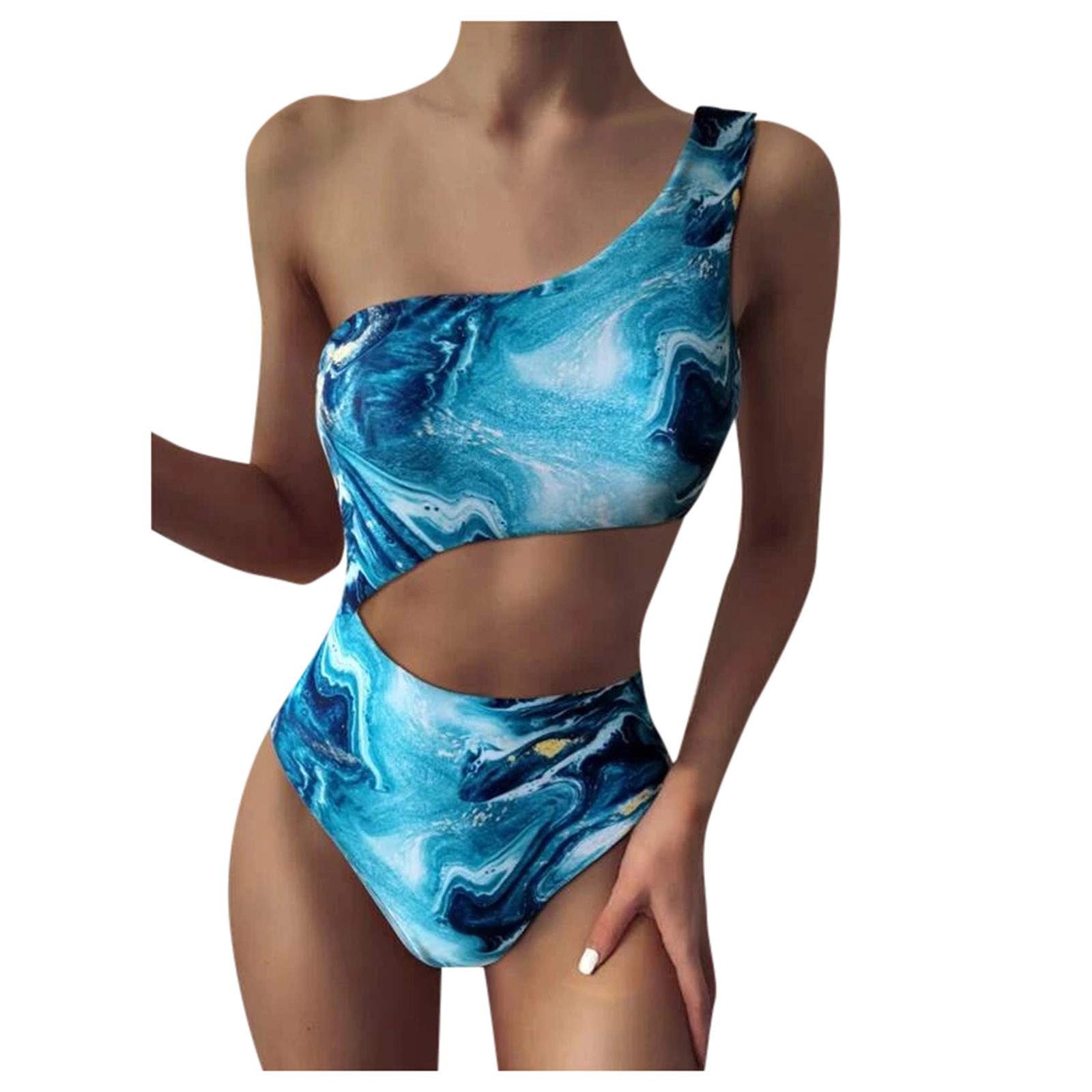 Sexy Starry Sky Print One-Shoulder One-Piece Bikini Swimsuit for Women - Perfect for Beach Vacations, Pool Parties & Summer Getaways