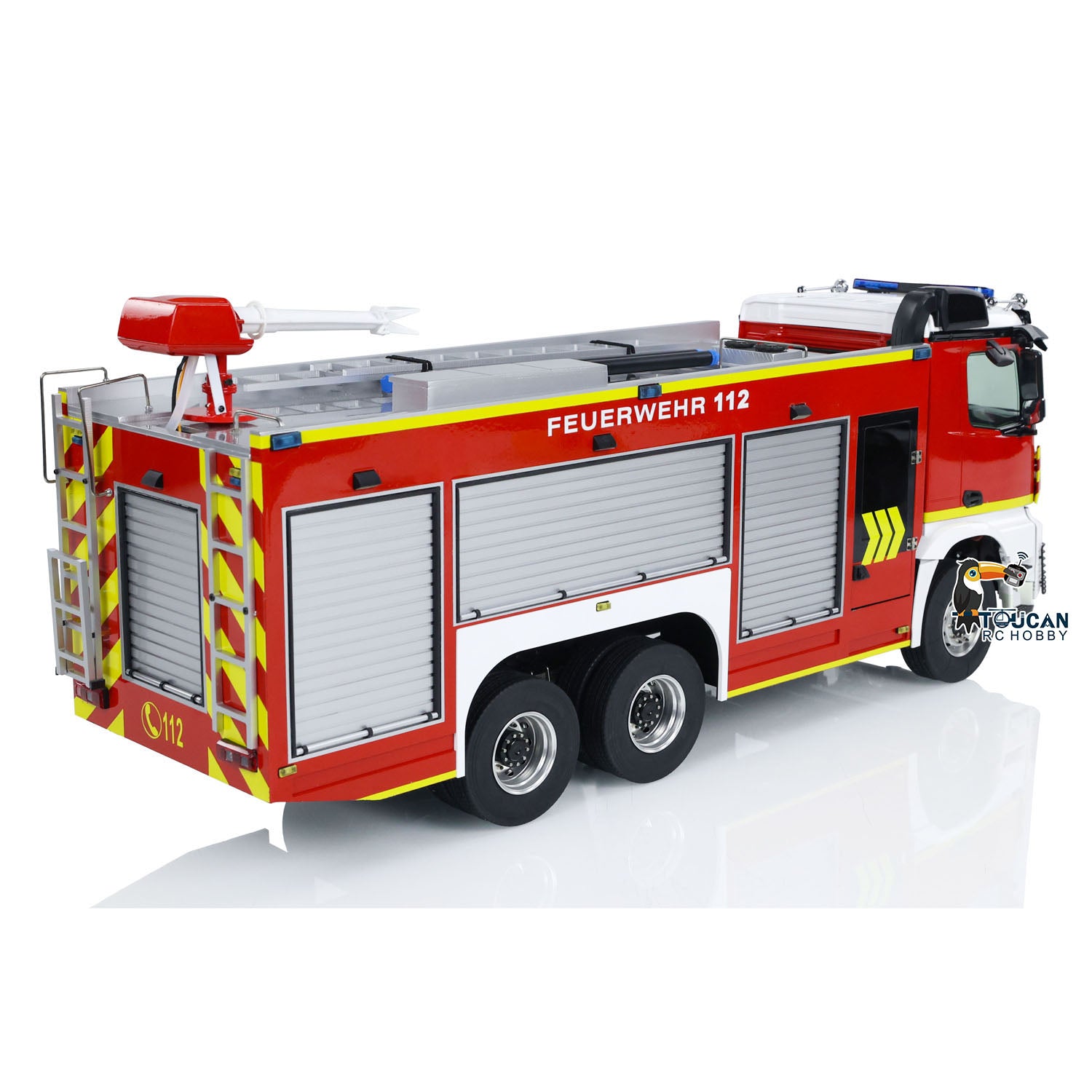 1/14 Scale 6x4 RC Fire Truck with Metal Chassis - Remote Controlled Firefighting Vehicle Model with Realistic Sound & Light System | Collectible Hobby Toy for Kids & Adults, Perfect for Emergency Simulation Play and Display
