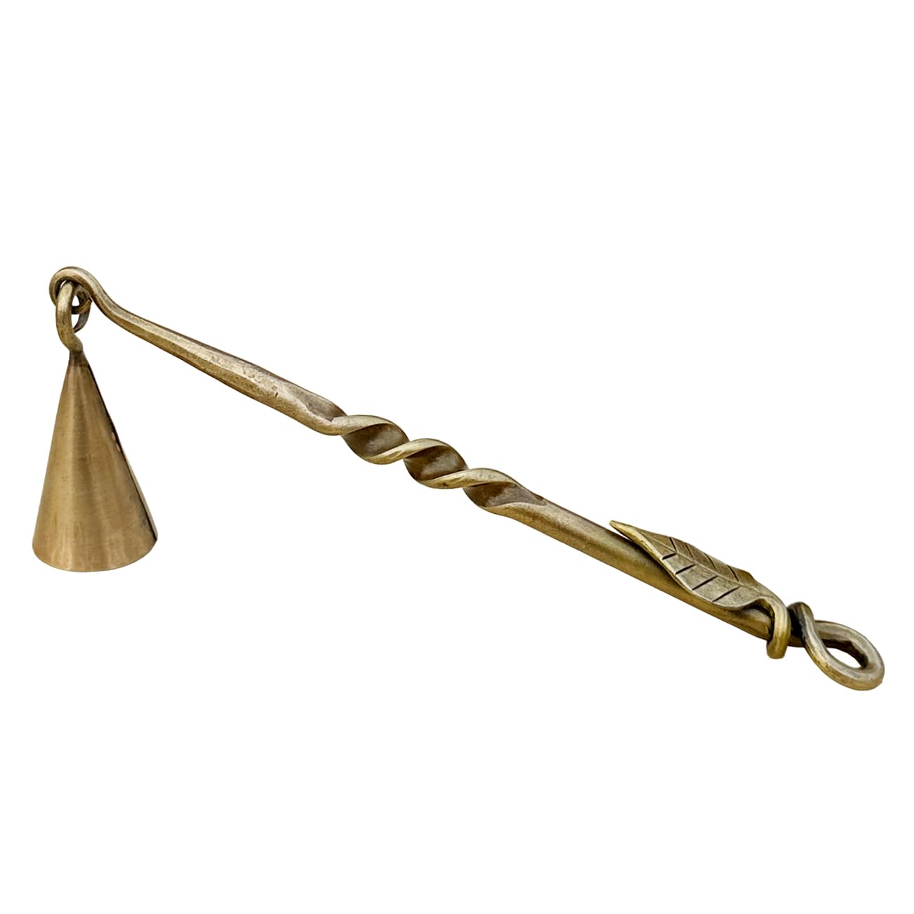 Hand-Forged Medieval Leaf Candle Snuffer - Antique Brass Finish Iron Candle Extinguisher - Perfect Gift for Candle Lovers - Classic Wick Candlesnuffer for Home Decor, Romantic Dinners & Relaxing Spa Nights