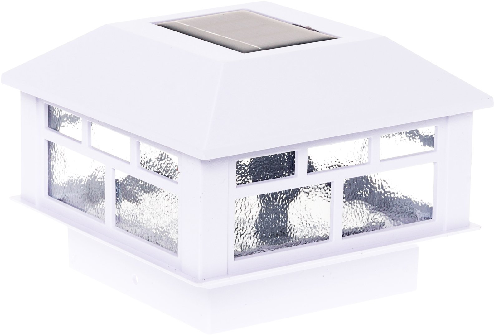 GreenLighting Solar Post Cap Lights 4x4 5x5 - Waterproof Outdoor Solar LED Fence Post Lights for Wood & Vinyl Post Caps - Modern Deck Lighting (1 Pack, White) - Perfect for Garden, Patio, Pathway & Backyard Decoration