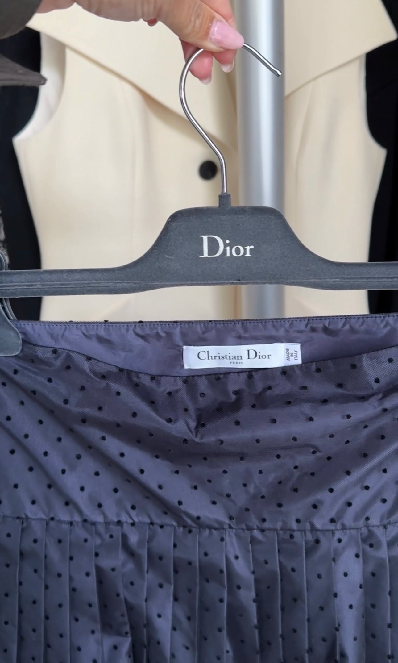Christian Dior Midnight Navy Tulle Swiss Dot Pleated Skirt - Size 30 Waist | Elegant Evening Wear for Parties & Special Occasions