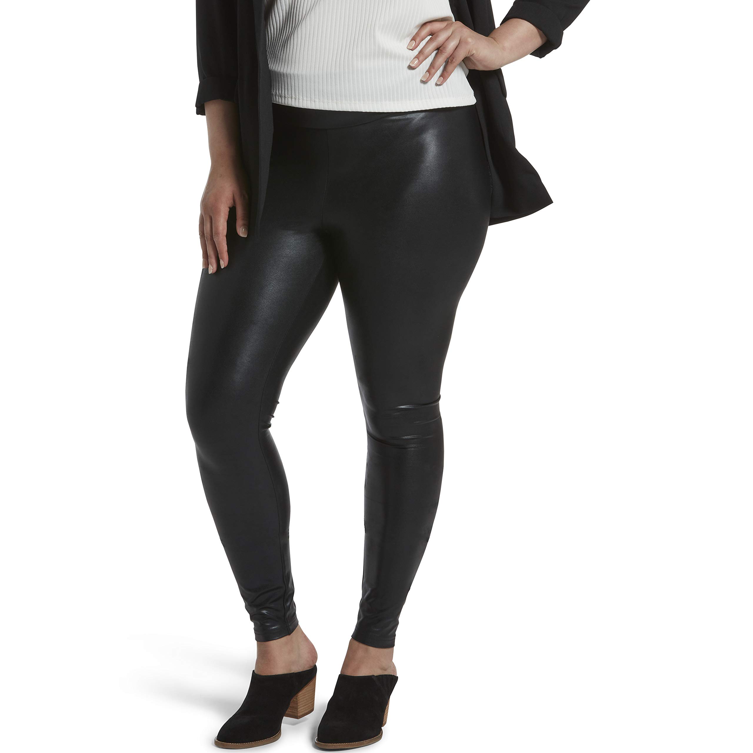 HUE Women's High Waisted Shiny Body Gloss Leggings - Yoga, Workout & Everyday Wear for Women