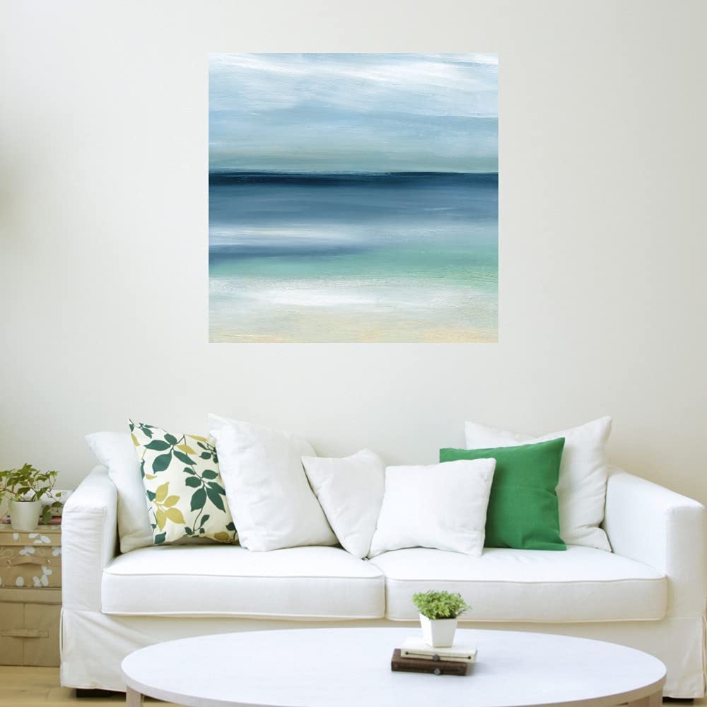 Calm Seas Canvas Wall Art - 37x37 Inch Ready to Hang Ocean Painting by Carol Robinson for Living Room, Bedroom, Office Decor - Coastal Home Decor & Beach House Wall Art