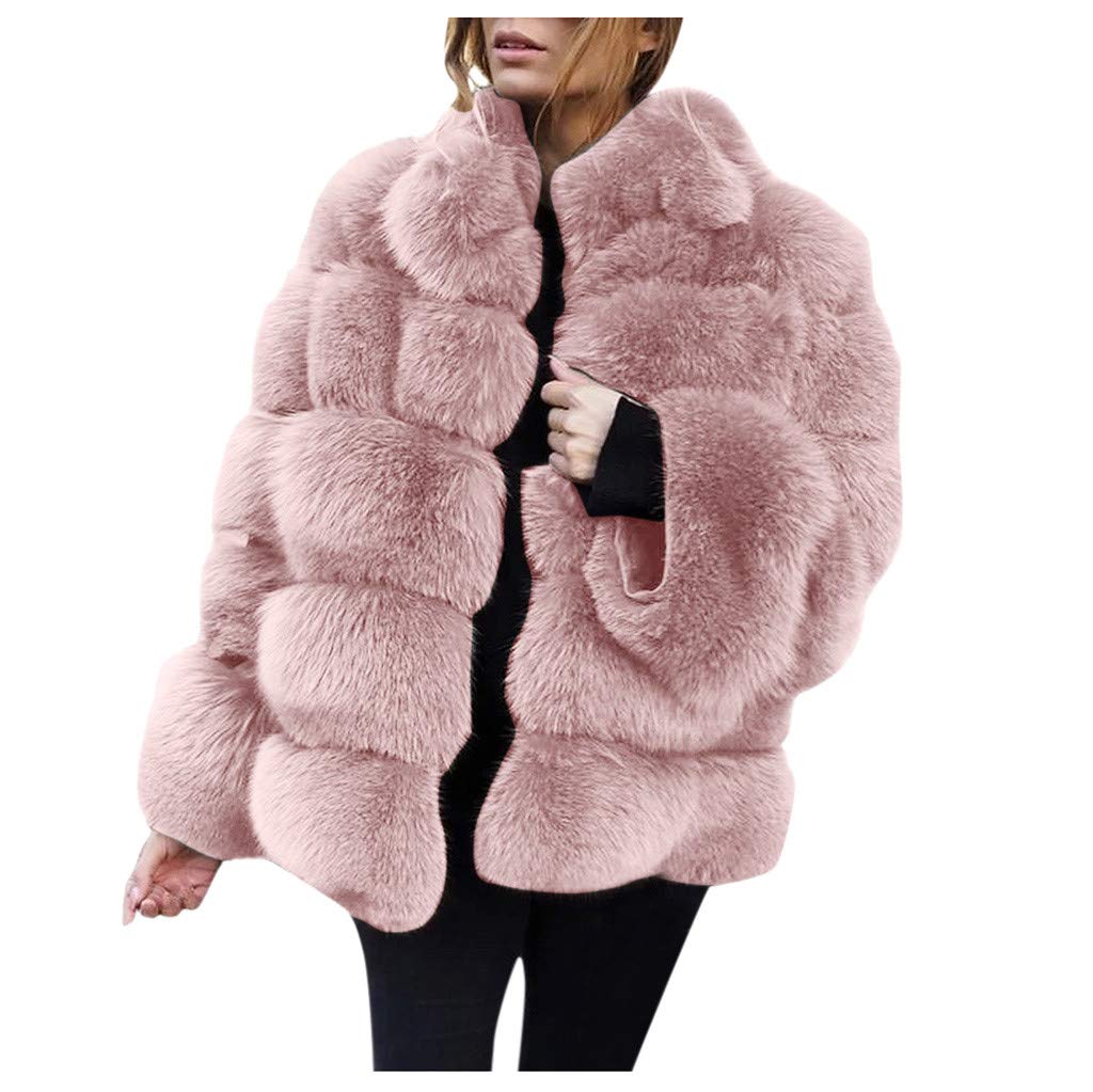 Stylish Plus Size Women's Faux Fur Long Sleeve Winter Coat - Warm Fleece Lined Jacket for Cold Weather | Perfect for Outdoor Activities, Office Wear & Casual Outings