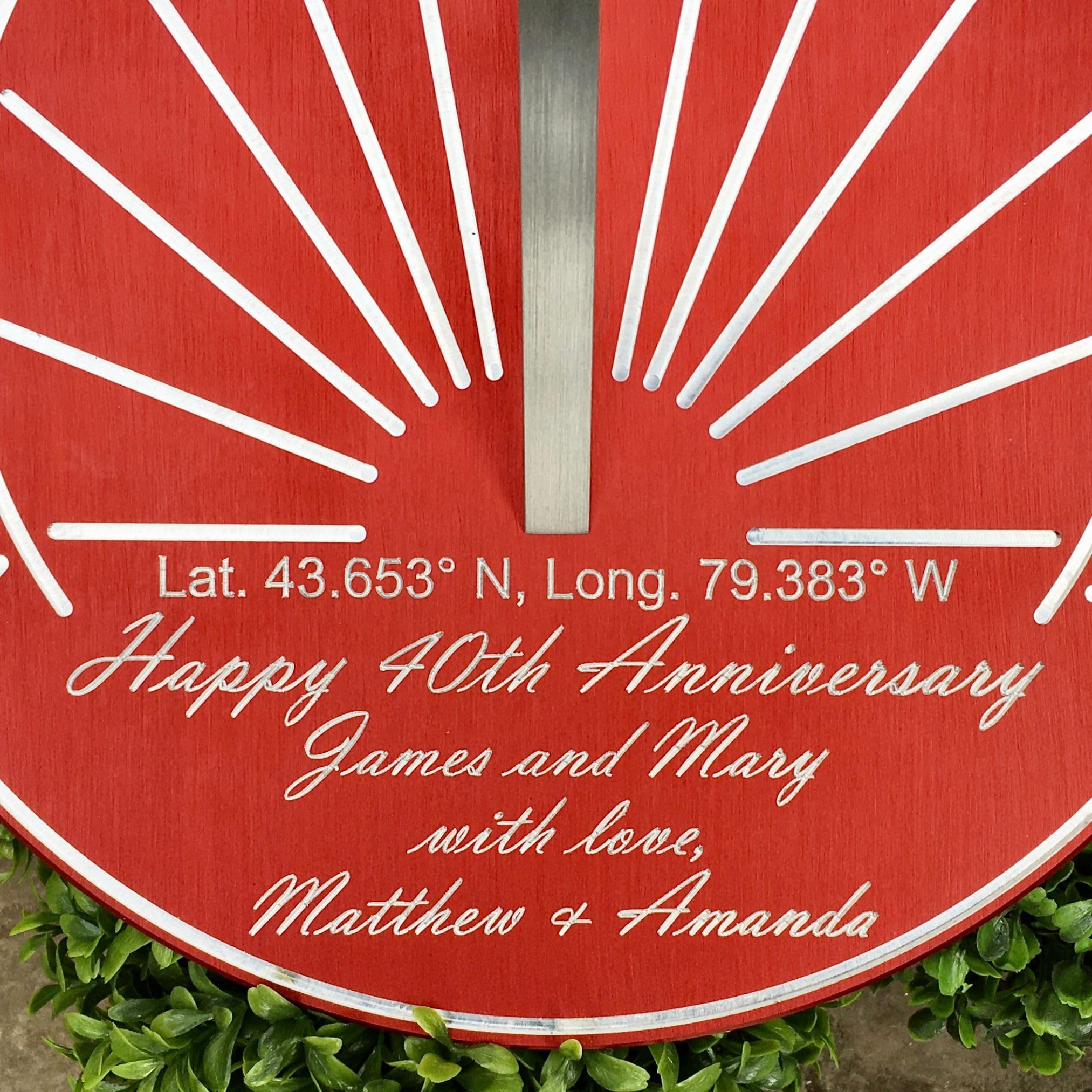 40th Anniversary Gifts Apollo Sundial - Personalized Engraved & Calibrated 40th Wedding Anniversary Gift for Couples - 6 Inch Outdoor Garden Sundial - Perfect for Backyard Decor, Patio, or Romantic Gift Idea