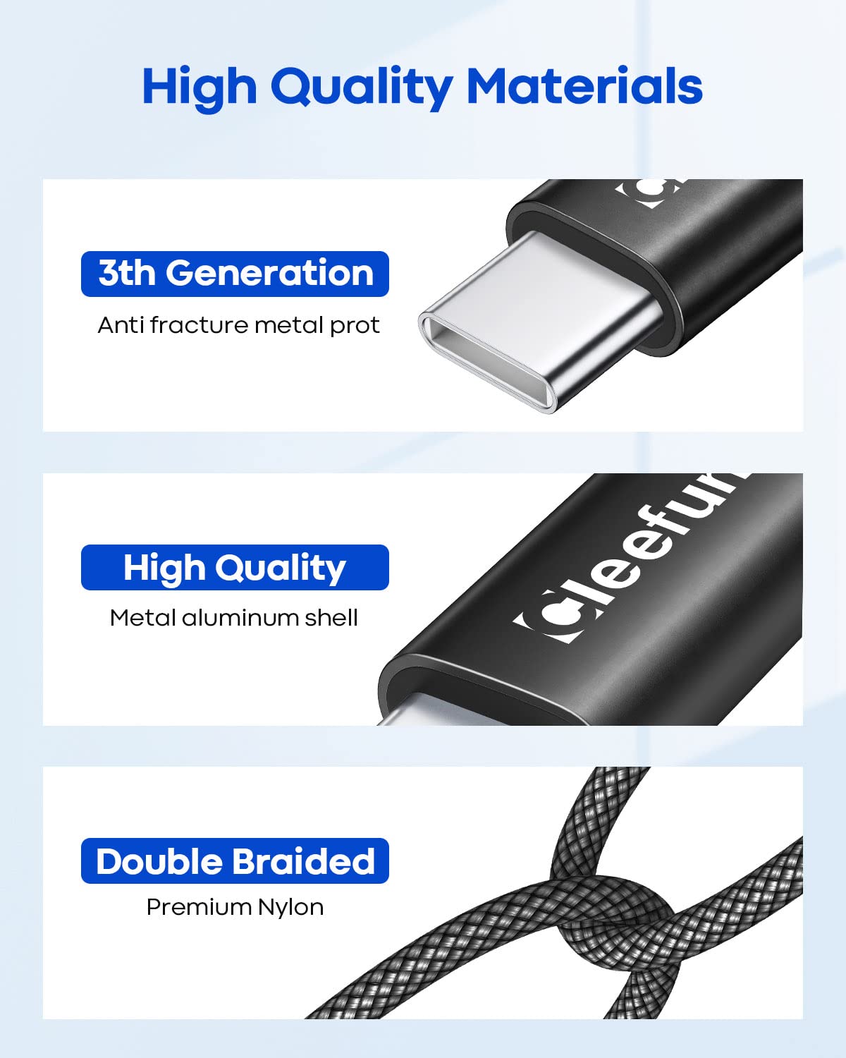 CLEEFUN 10ft USB C to USB A Fast Charging Cable - 3A High Speed Charger Cord for iPhone 15/16 Pro Max, Samsung Galaxy S24/S23/S22/S21 Ultra, PS5/Xbox Series X/S Controller - Perfect for Gaming, Travel & Home Charging