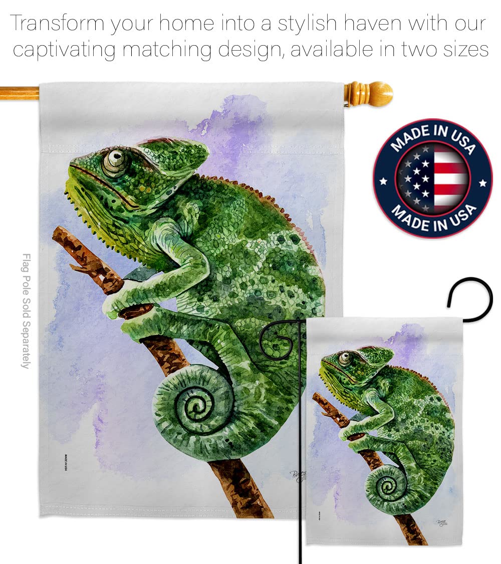 Chameleon Garden Flag Set with Stand - Outdoor Yard Decor for Home