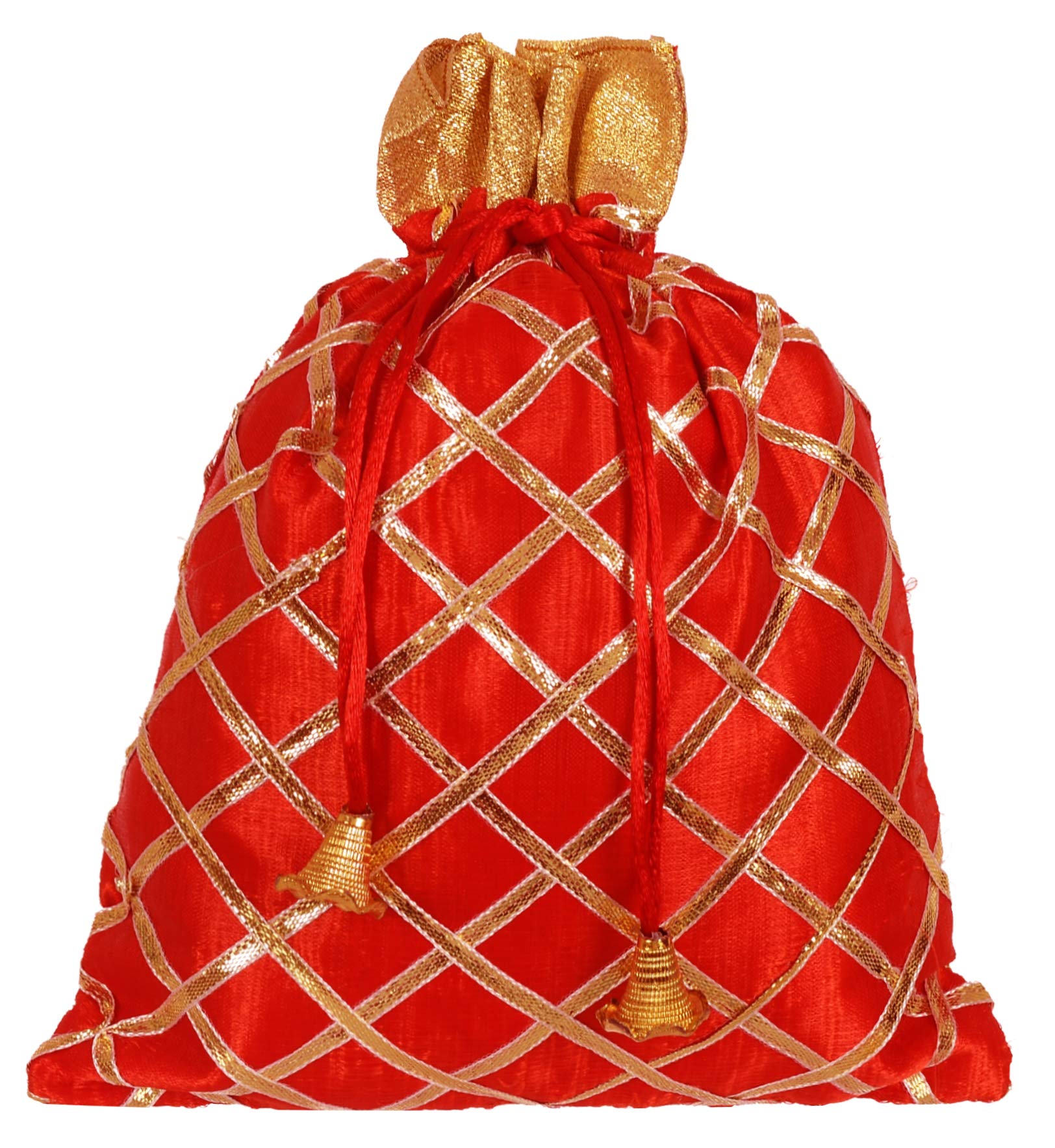 Kuber Industries Drawstring Potli Bag for Party Wedding Favors - Jewelry Pouch Gift Bags in Red & Pink - Perfect for Bridal Showers, Bachelorette Parties & Festive Celebrations