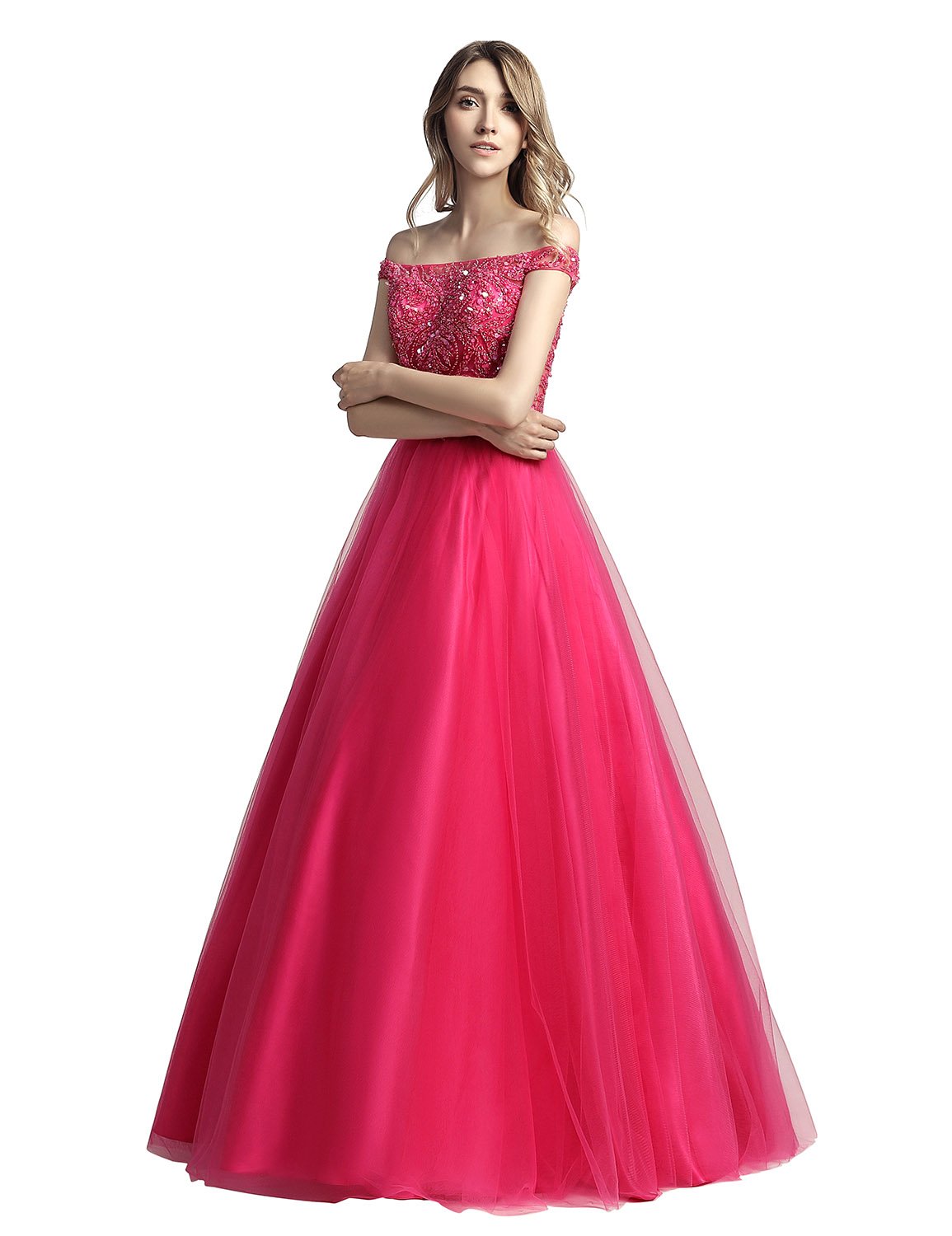 Sarahbridal Women's Long Beaded Pearl Prom Evening Dresses 2022 - Elegant Wedding Party Ball Gowns for Homecoming, Quinceañera & Formal Events