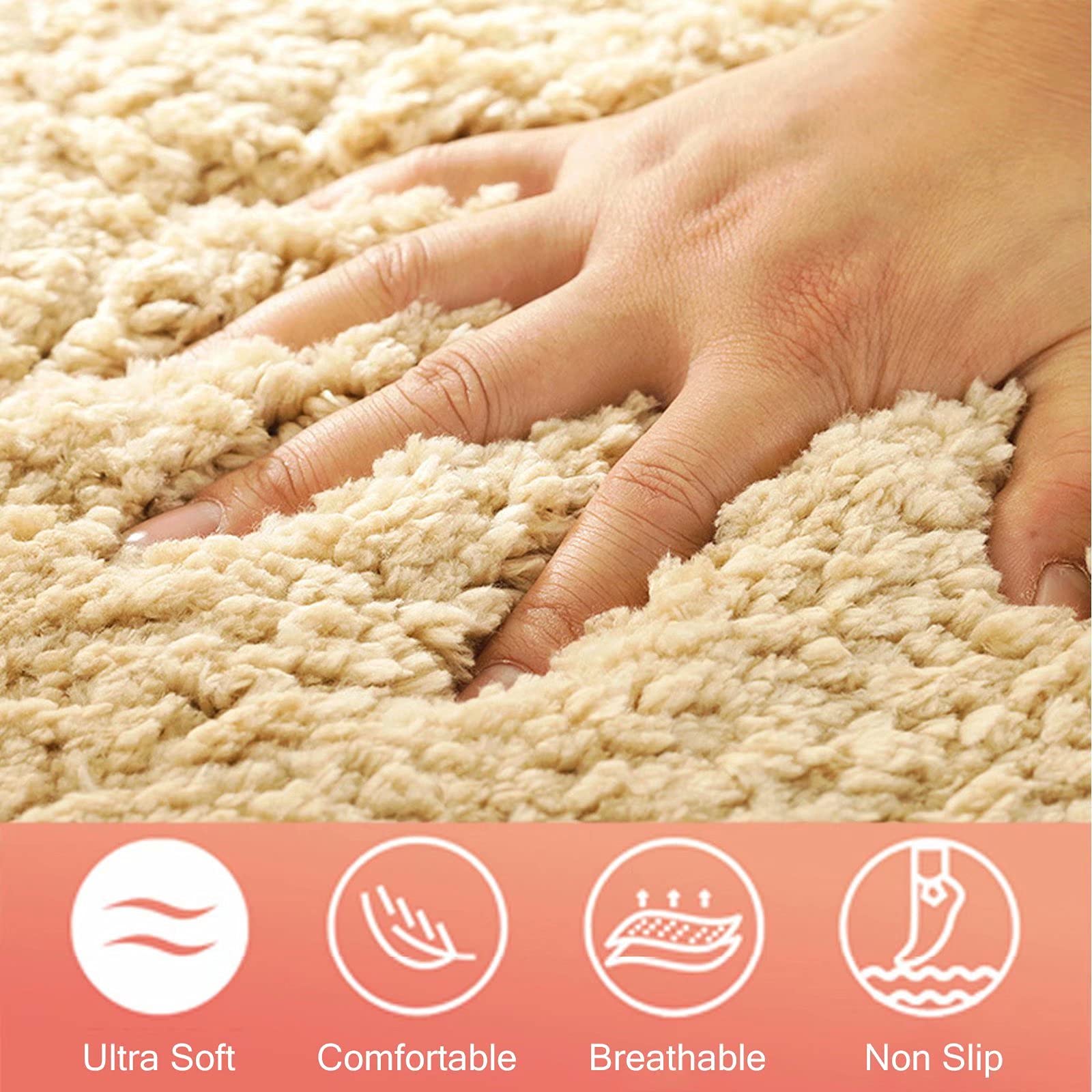 Custom Shaggy Trapezoid Bay Window Cushions - Soft Fluffy Plush Area Rugs for Modern Living Room, Nursery, Kids Bedroom & Dorm - Indoor Floor Carpet in Red - Perfect for Cozy Seating, Play Areas & Home Decor
