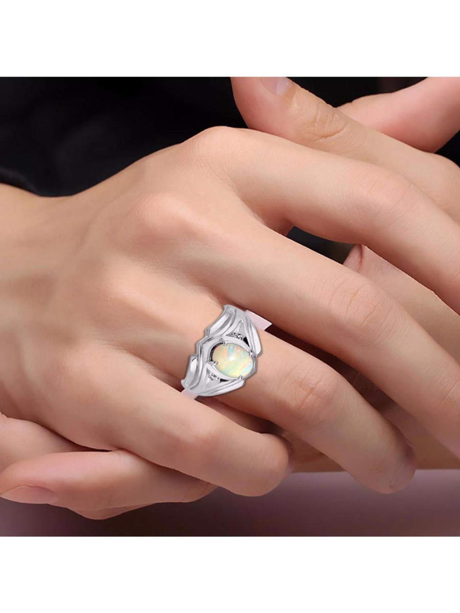 Rylos Men's Sterling Silver Rings - 9X7MM Oval Gemstone & Diamond Birthstone Rings for Men (Sizes 8-13) | Classic Designer Style for Weddings, Anniversaries & Gifts