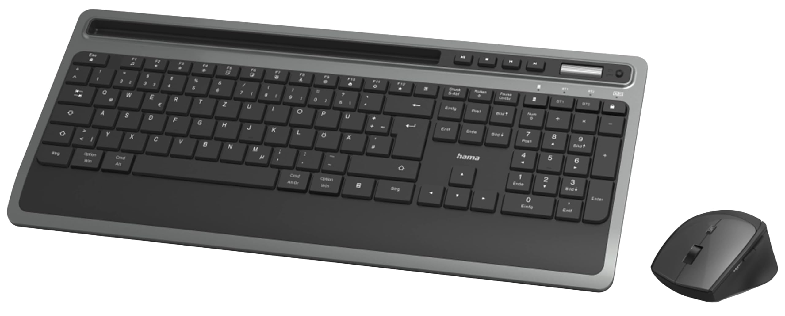 Wireless Keyboard and Mouse Set by Hama - Multi-Device Bluetooth Keyboard & Mouse Combo (Black/Anthracite) for Home Office, Gaming & Productivity