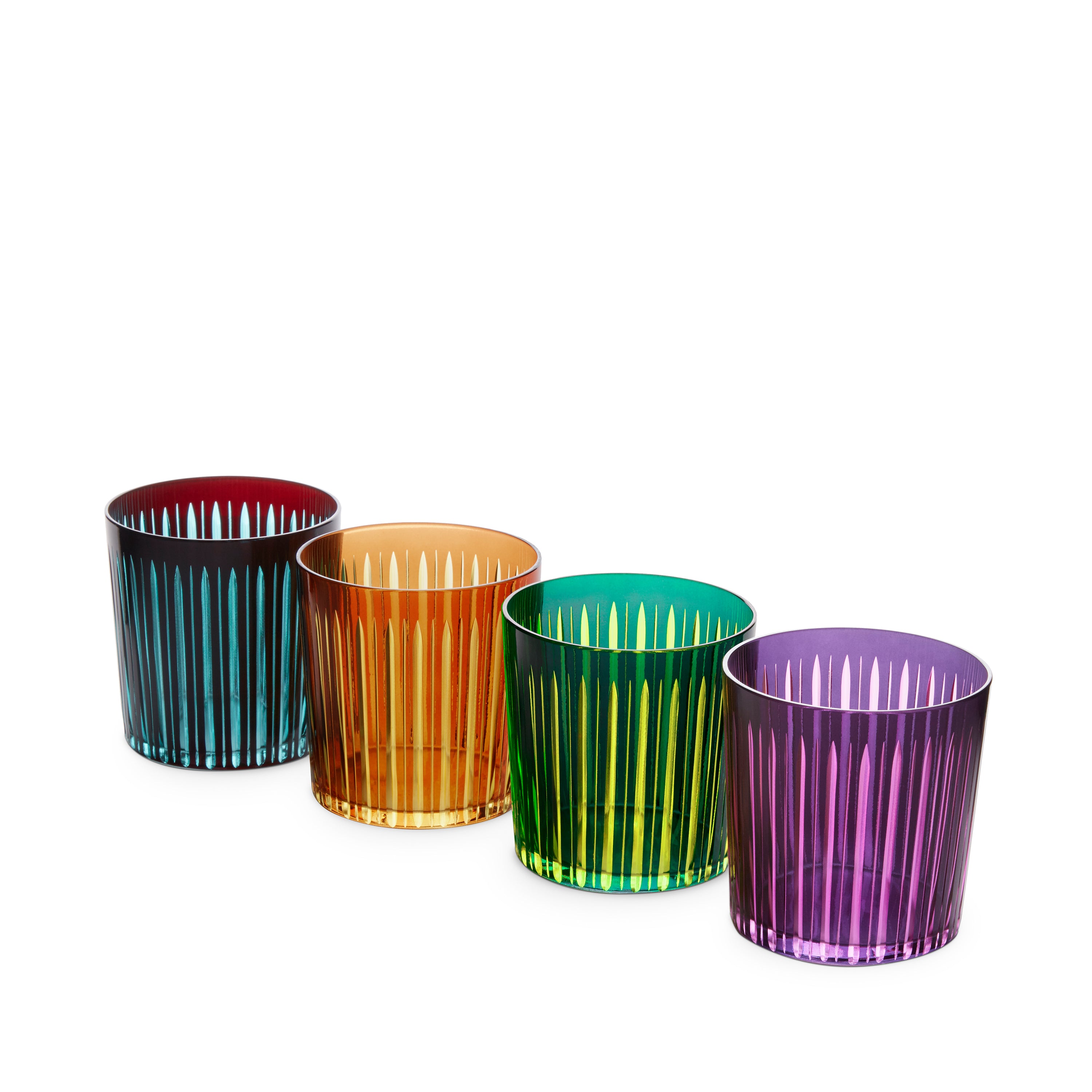 Premium Prism Double Old Fashioned Whiskey Glasses - Set of 4, Heavy Base Cocktail Glasses for Bourbon, Scotch & Whiskey - Perfect for Home Bars, Gifts & Entertaining