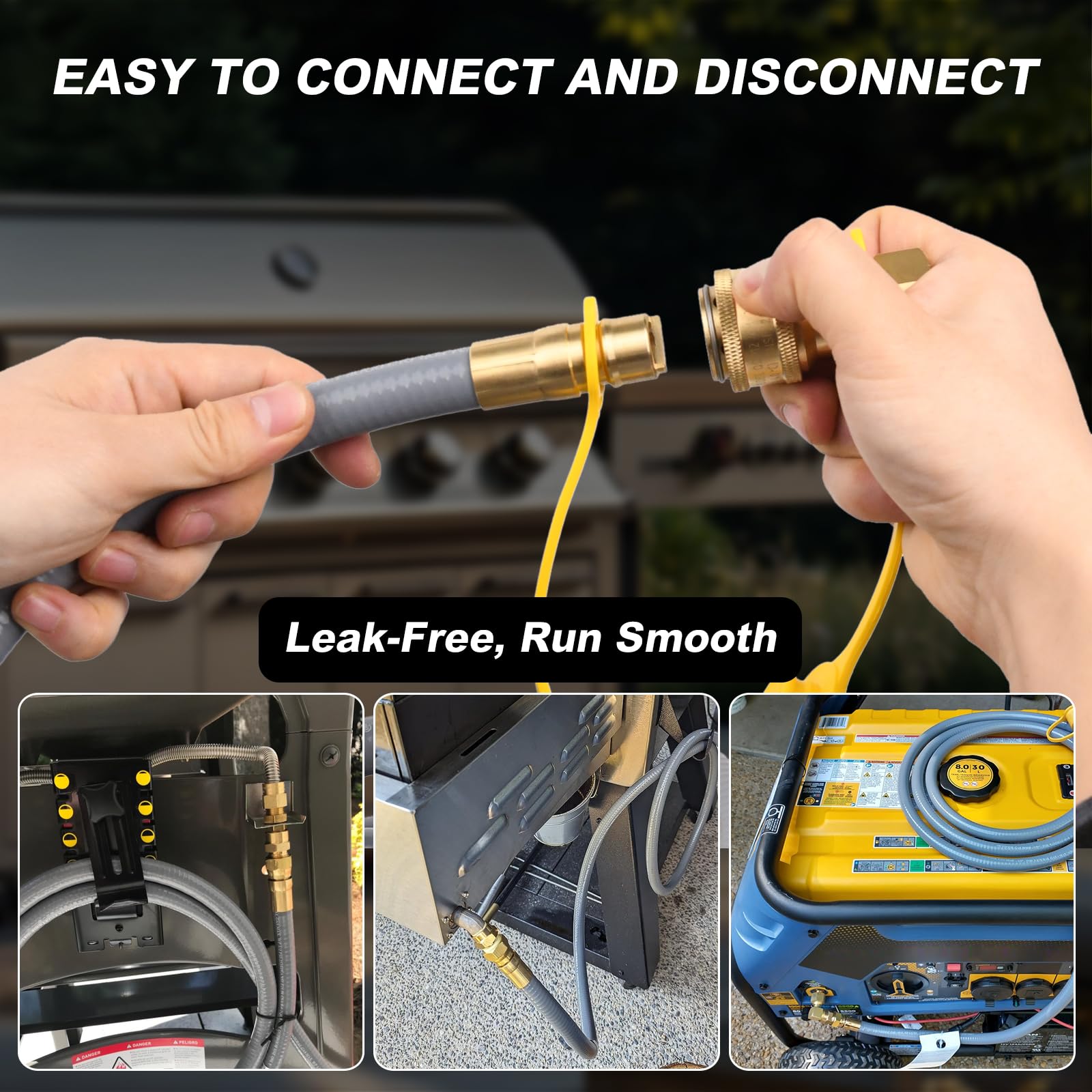 1/2 Inch 10Ft Natural Gas Hose with Quick Connect Fittings - CSA Certified for Blackstone Griddle, Grill, Patio Heater, Pizza Oven & BBQ Conversion | Durable Outdoor Gas Line for Backyard Cooking & Heating