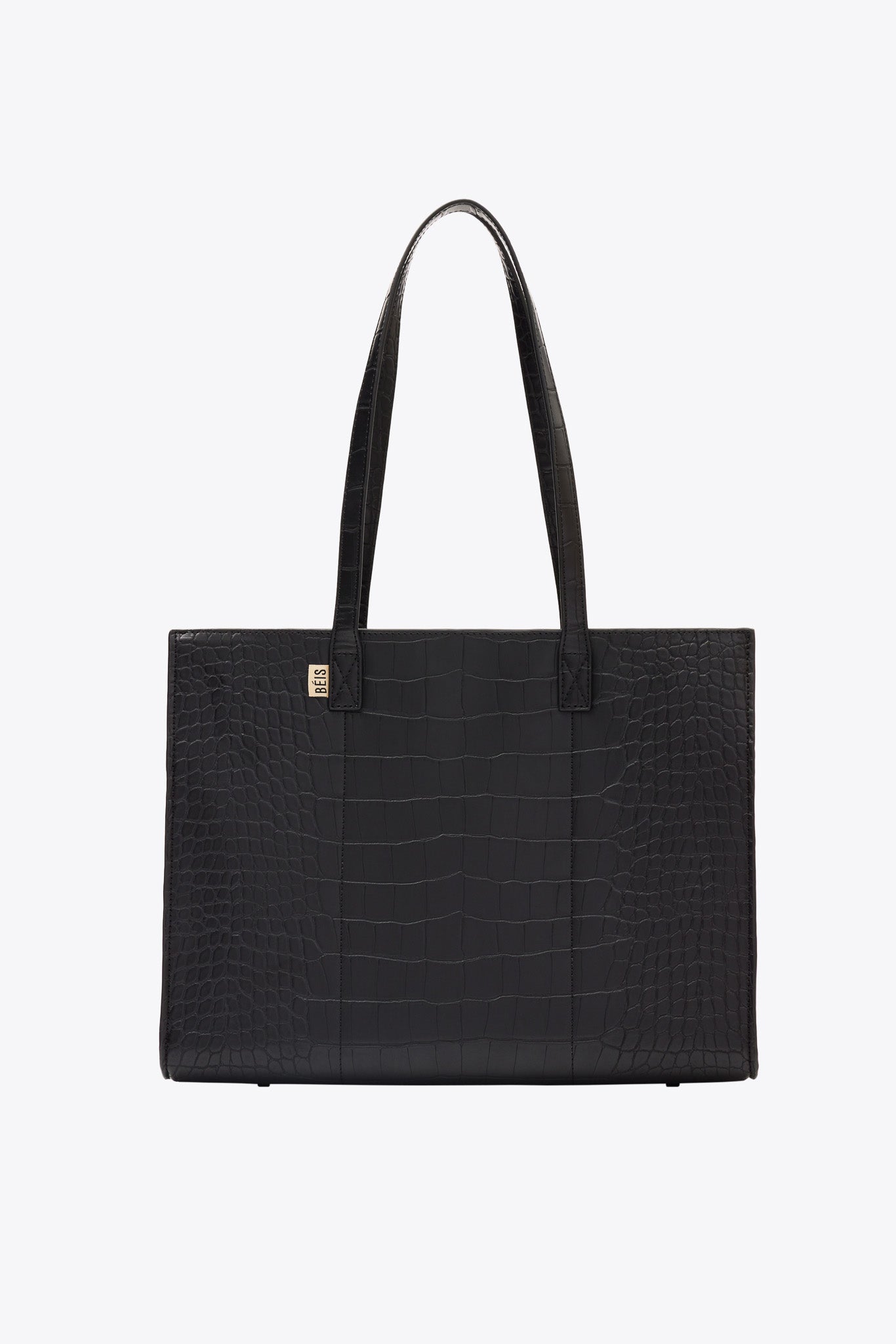 Premium Black Crocodile Embossed Leather Work Tote Bag for Women - Stylish & Durable Office Bag, Professional Laptop Tote for Business, Commute & Travel