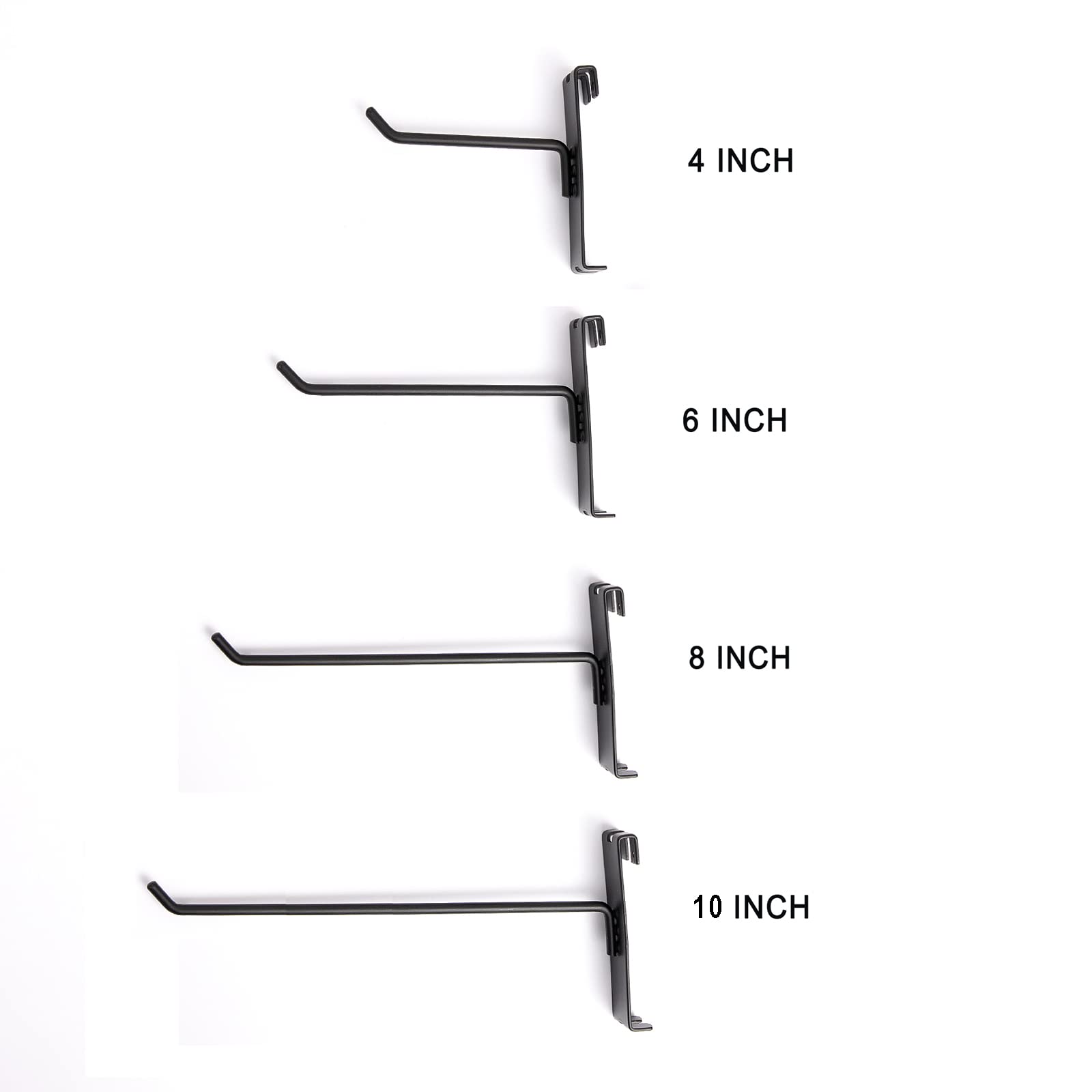 Polmart 8-Inch Heavy Duty Black Gridwall Panel Hooks - 96 Pack for Retail Store Display, Clothing Racks & Wall Organization - Durable Metal Hooks for Garment, Accessories & Home Decor Display