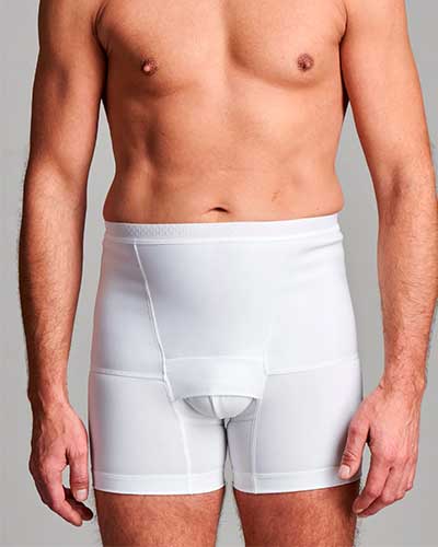 Men's Hernia Support Belt - Low Waist Girdle with Leg Straps - Small Size White - Post-Surgery Recovery & Daily Comfort Support