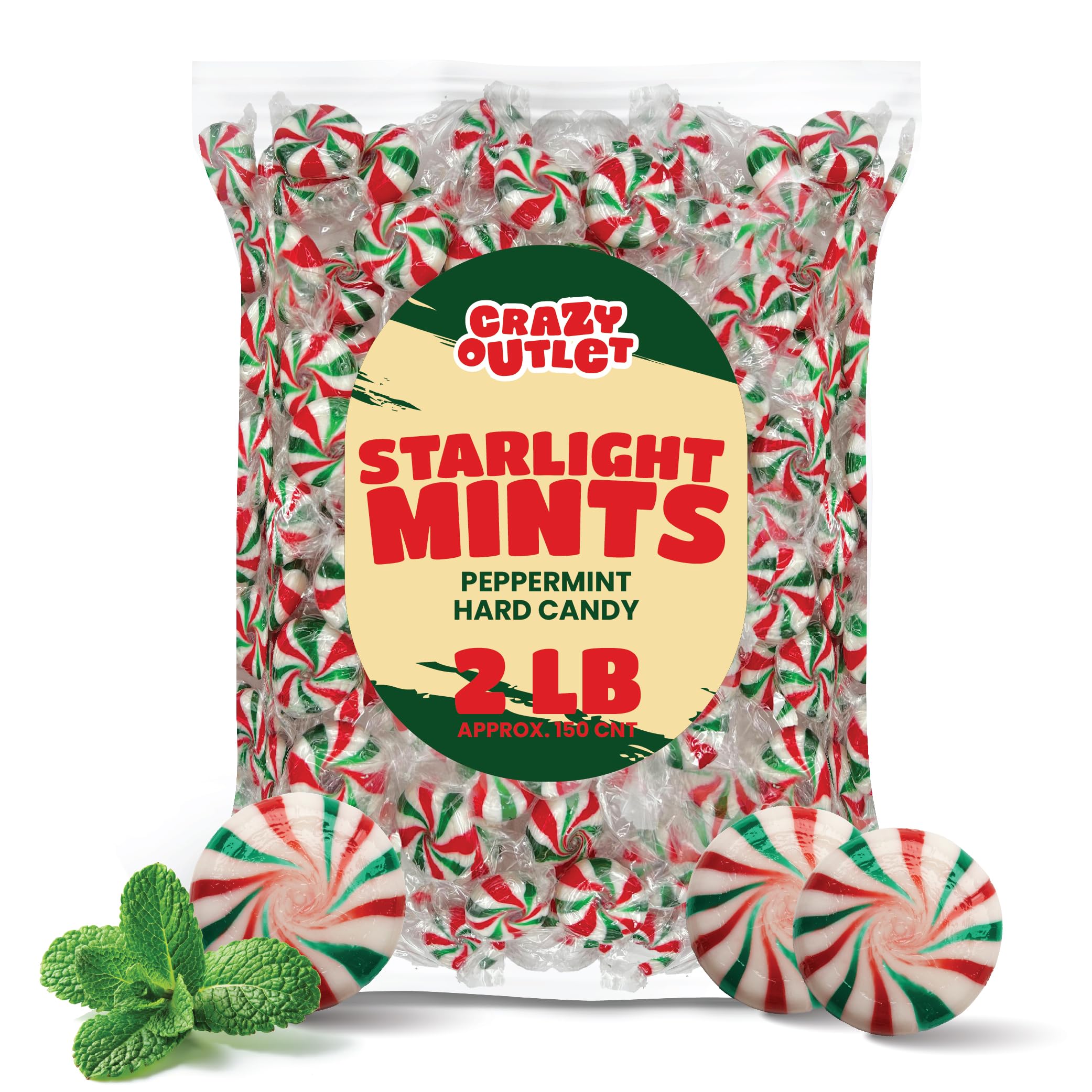 Starlight Mints - 2 Pound Bulk Pack (Approx 150 Pieces) - Peppermint Pinwheel Hard Candy for Parties, Office Treats & Holiday Gifts