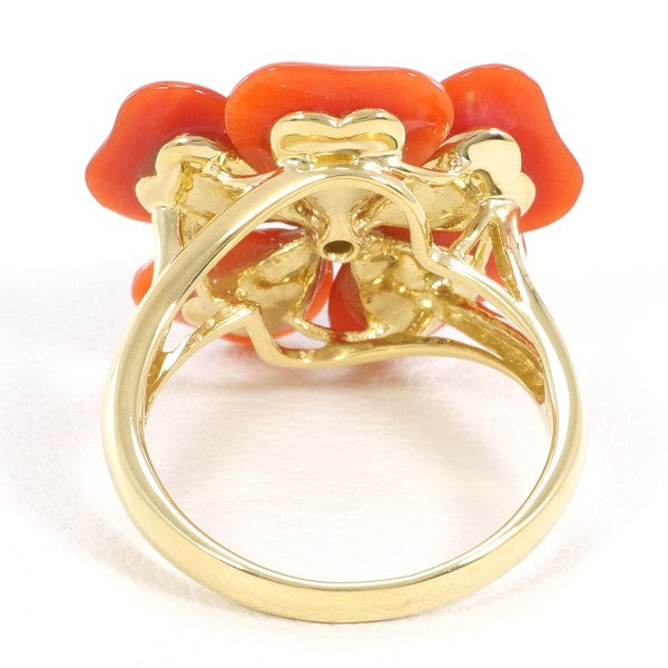 18K Yellow Gold Coral Diamond Ring for Women - Elegant Handmade Jewelry Gift for Anniversary, Engagement, Wedding & Special Occasions