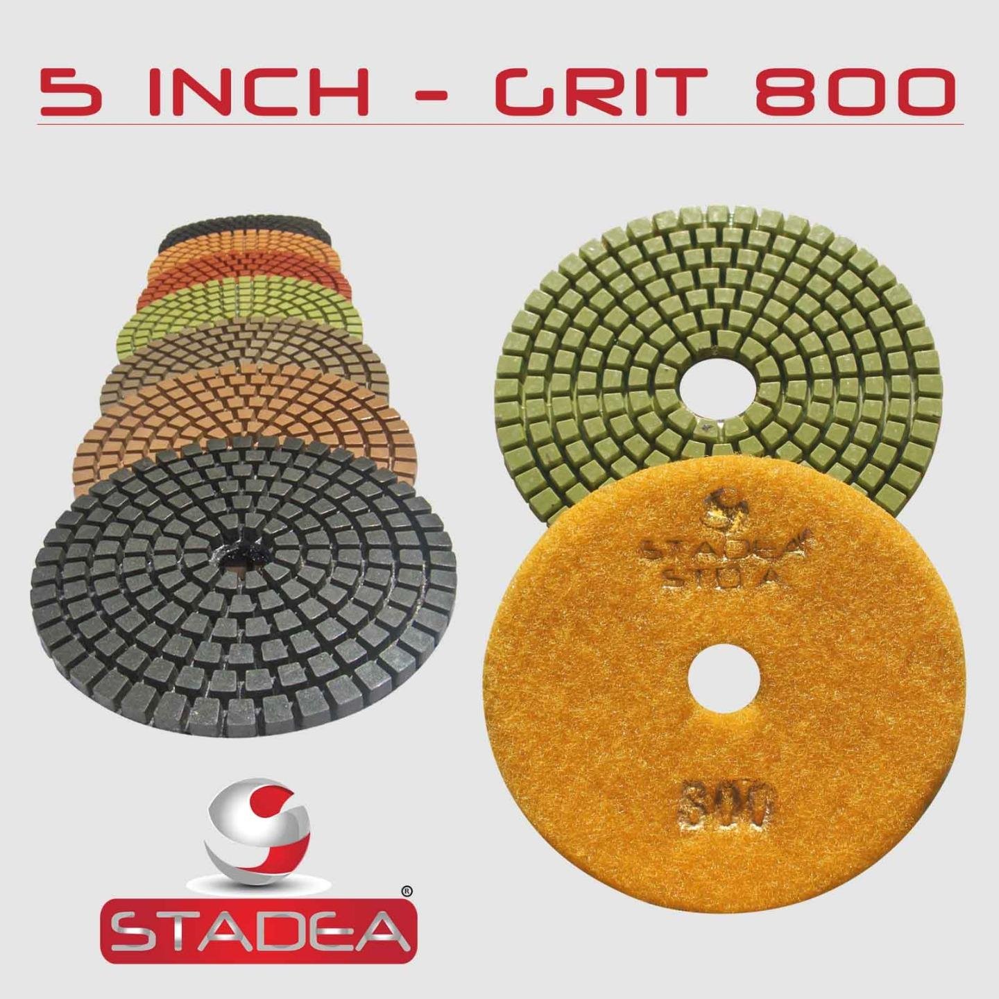 STADEA 5 Inch Diamond Polishing Pads 10-Pack, 400 Grit Wet/Dry for Granite, Marble, Concrete, Stone - Perfect for Countertop Refinishing & Floor Restoration