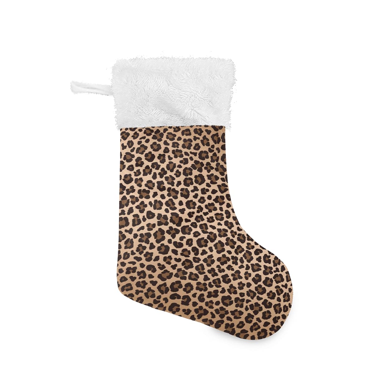 ALAZA 18-inch Christmas Stockings - Large Leopard Print Cheetah Pattern Burlap with Plush Faux Fur Cuff - Holiday Decor for Family Xmas Party | Perfect for Fireplace Mantel, Gift Exchange & Festive Home Decoration