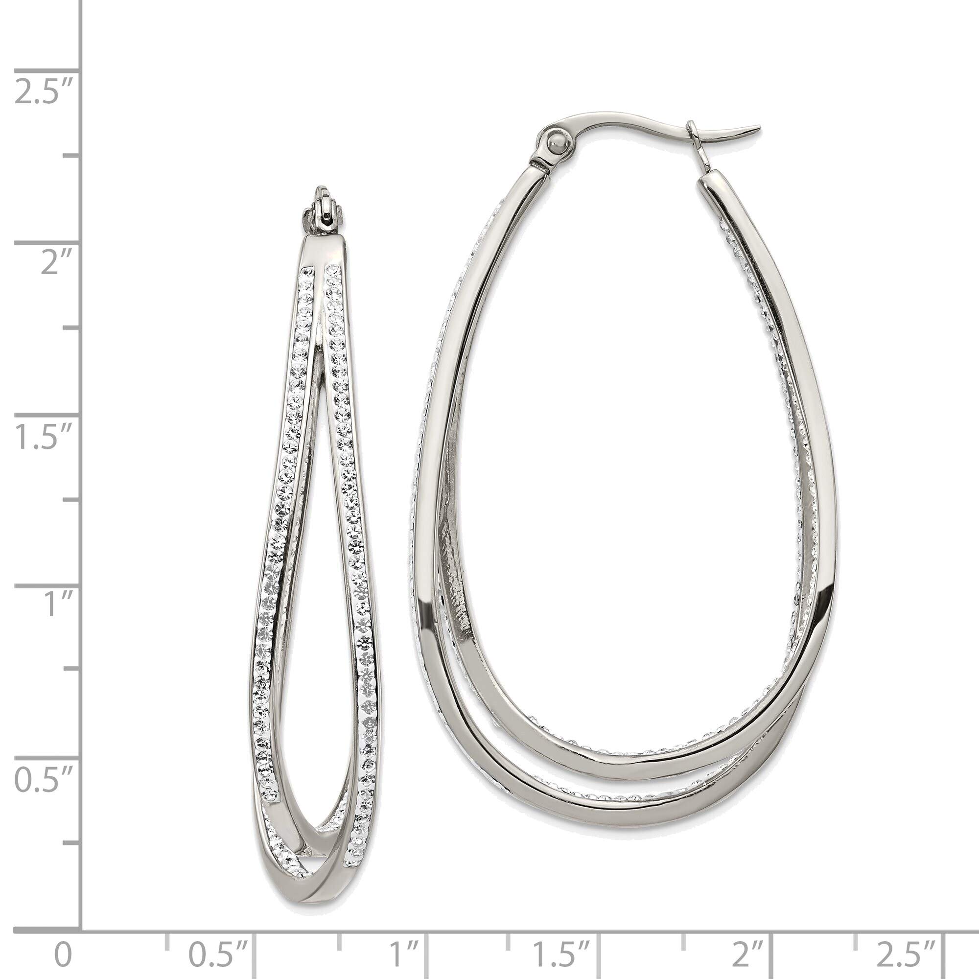 Preciosa Crystal Stainless Steel Twisted Hoop Earrings - Sparkling In & Out Design for Women | Perfect for Parties, Weddings & Everyday Elegance