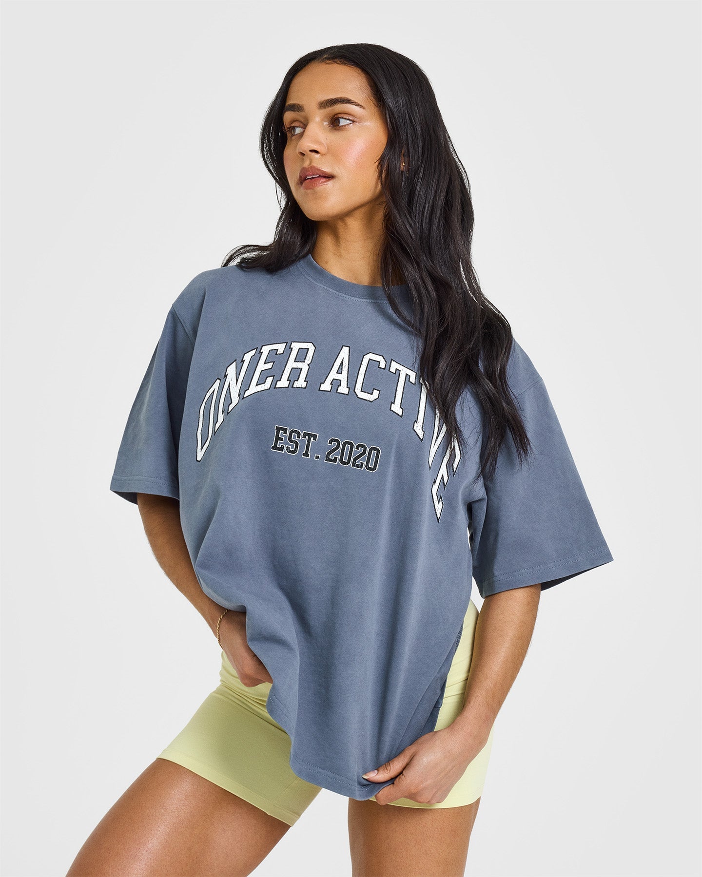 Oner Graphic Washed T-Shirt for Men | Vintage Distressed Cotton Tee in Granite Blue | Casual Streetwear & Everyday Wear