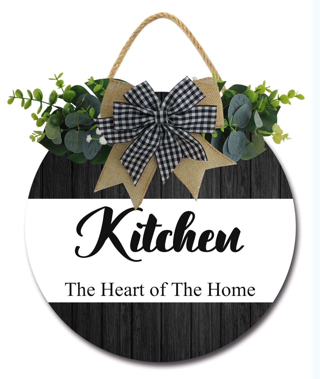 Farmhouse Kitchen Decor Signs - Rustic Wooden Wall Art with Funny Sayings | Heart of The Home Hanging Sign for Kitchen Wreath & Cozy Farmhouse Style | Perfect for Country Kitchens, Dining Rooms & Coffee Bars