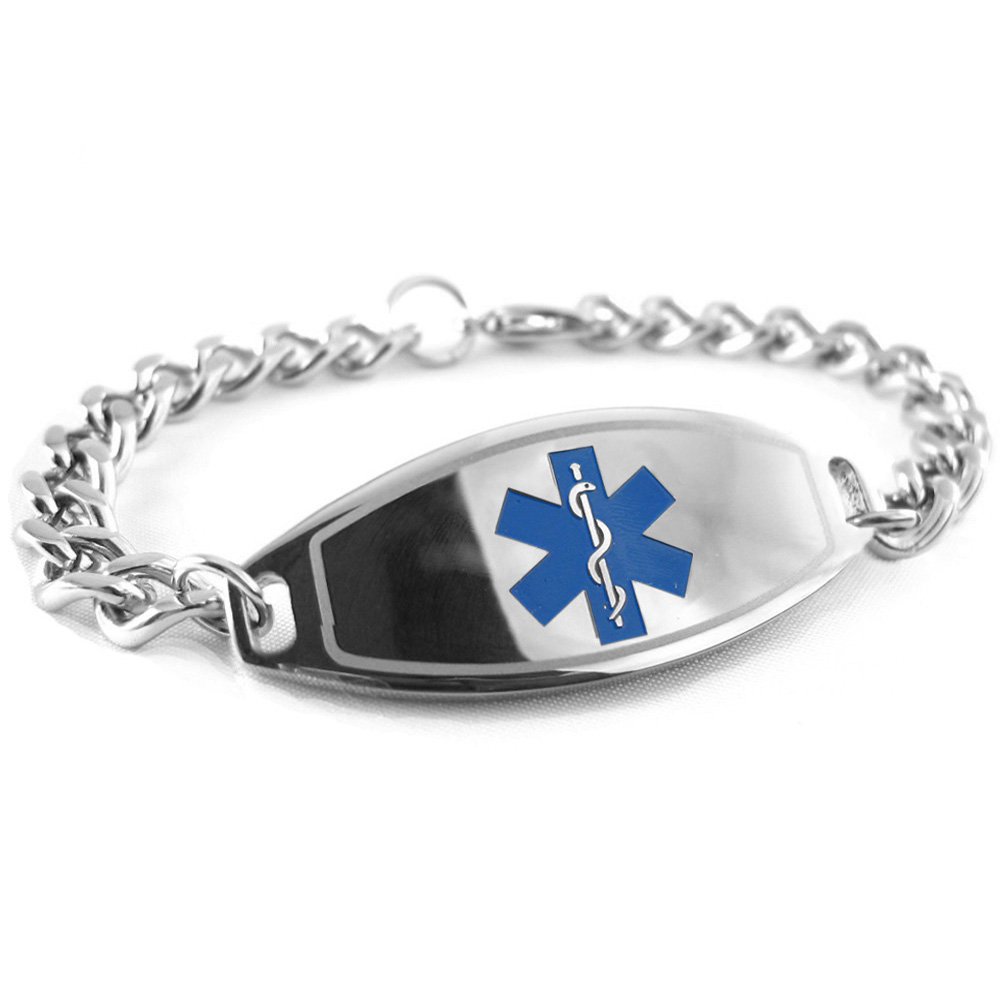 Custom Engraved Sulfa Allergy Medical Alert Bracelet - Blue - Essential for Emergency Medical Identification & Safety