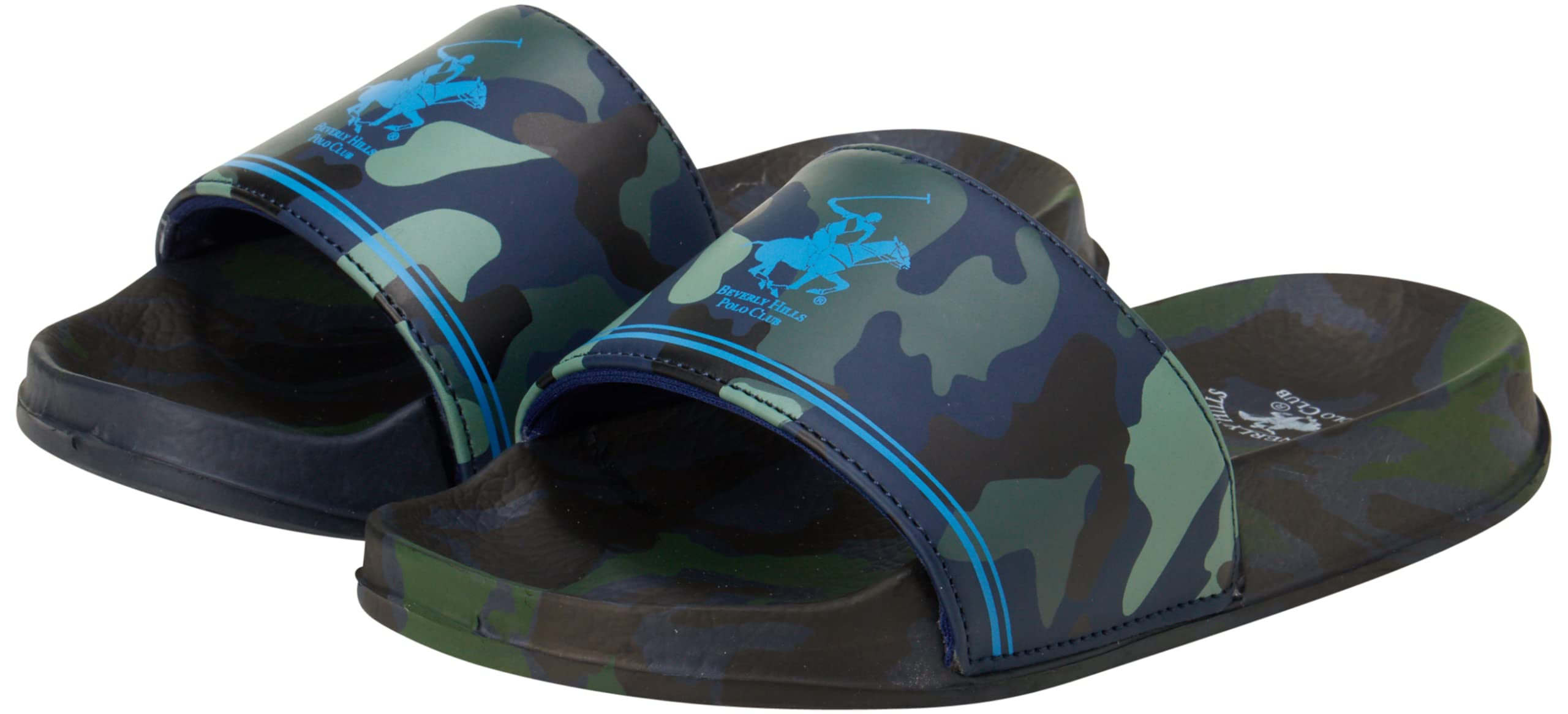 Beverly Hills Polo Club Boys' Slip-On Sandals | Comfortable Beach & Pool Slides for Kids | Perfect for Summer, Vacation & Water Activities (Toddler/Youth Sizes)