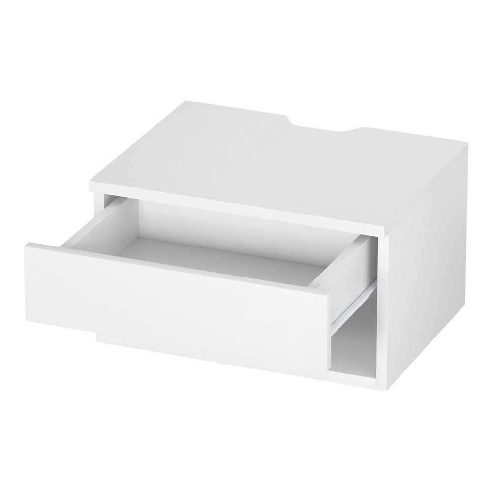 Floating Bedside Table Nightstand - White Wooden Shelf for Bedroom, Living Room, Office | Space-Saving Modern Design for Small Spaces