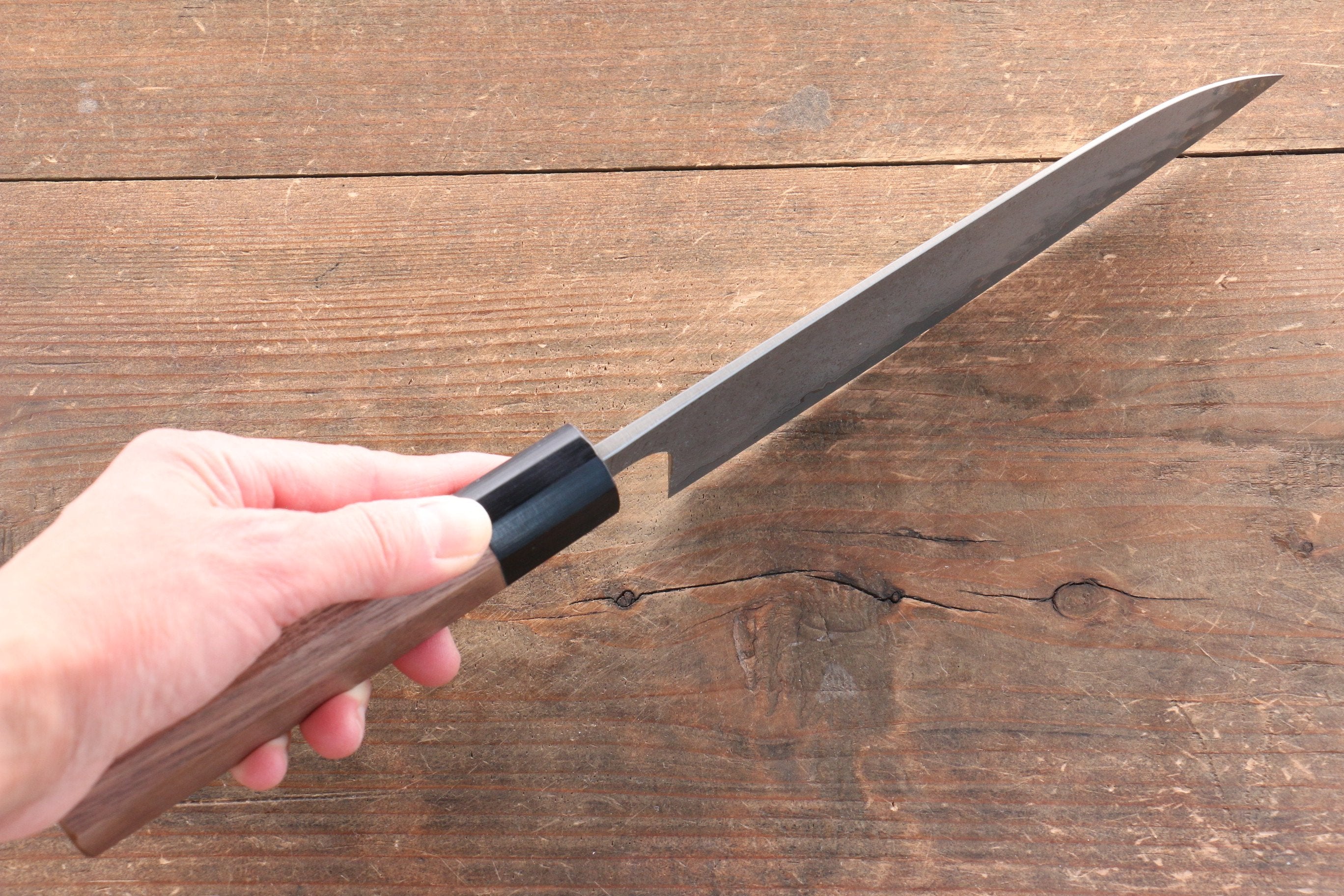 Nao Yamamoto VG10 Black Damascus Santoku Knife 165mm with Walnut Handle - Premium Japanese Kitchen Knife for Slicing, Dicing, and Chopping Vegetables, Fruits, and Meat