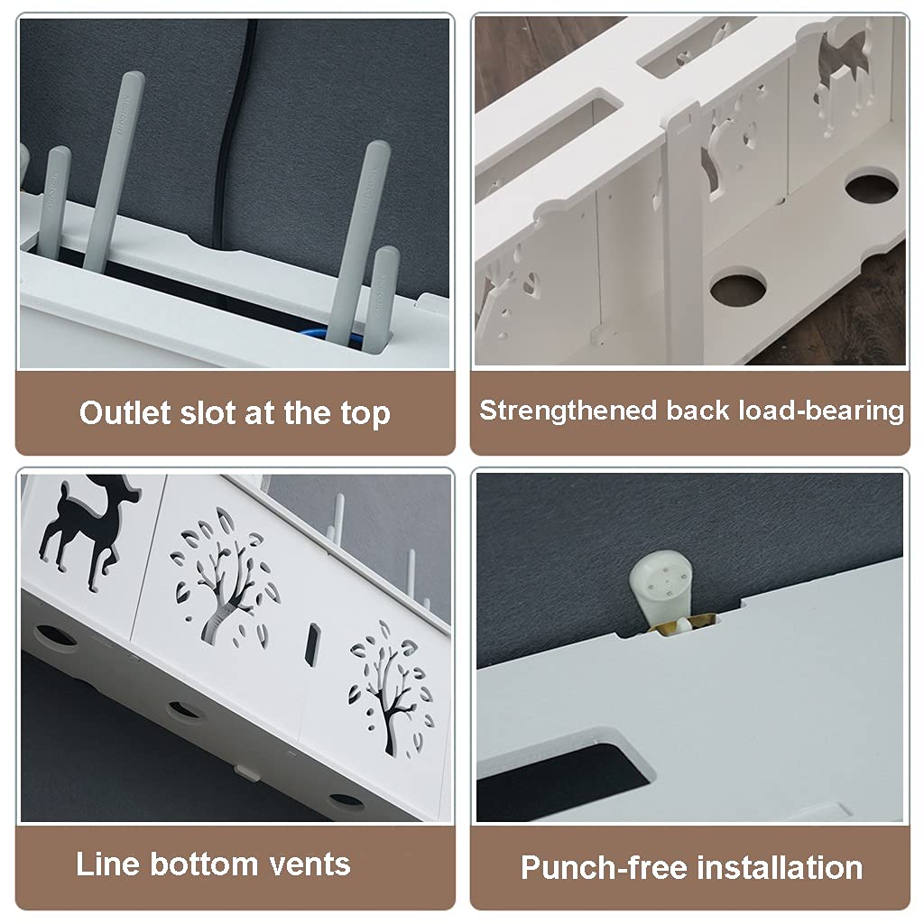 Large WiFi Router Storage Shelf - Wireless Router Organizer for TV Stand, Wall Mount, or Under Desk with Cable Management | Perfect for Home Office, Living Room & Gaming Setup