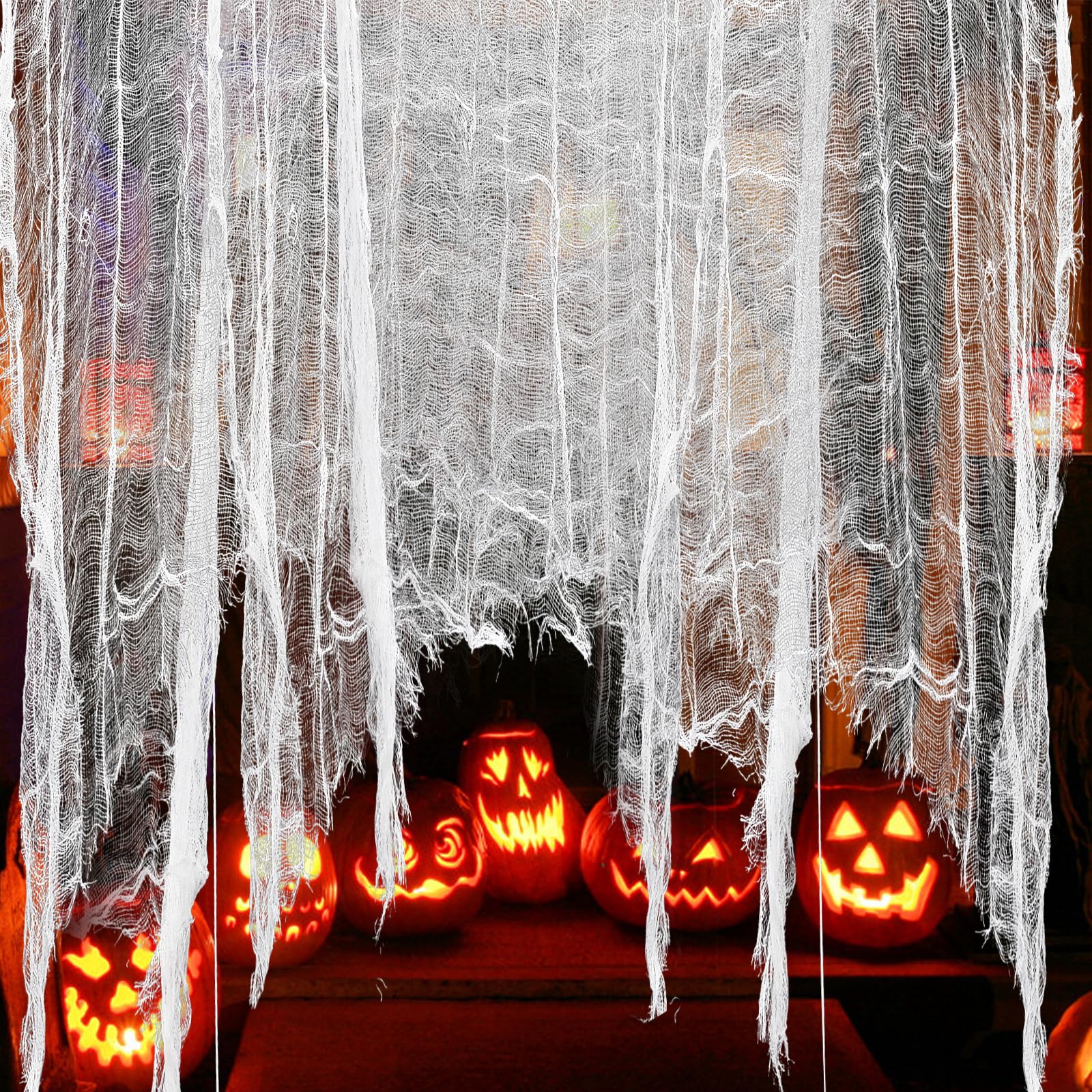 500 x 39 Inch Halloween White Creepy Cloth - Spooky Bloody Gauze Fabric for Haunted House Decorations, Hanging Netting for Porch, Doorways, Table & Yard - Perfect for Indoor & Outdoor Halloween Party, Haunted Trail & Scary Decor