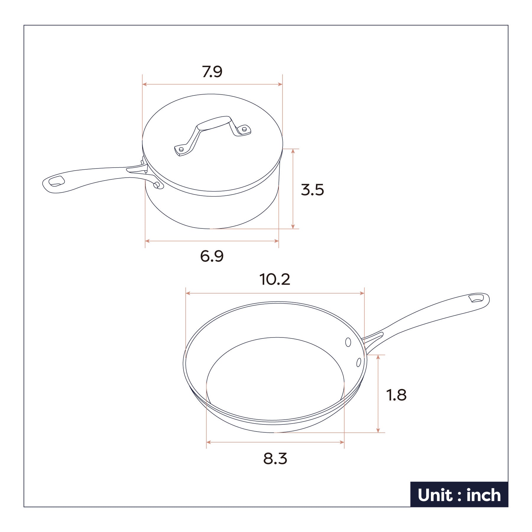 Ciarra Beyond Cookware Mini Duo Set - Nonstick Orange Cookware for Small Kitchens | Perfect for Baking, Frying & Serving Appetizers