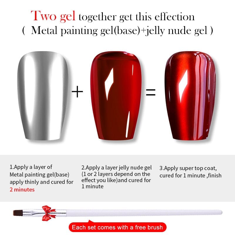 3pcs Metallic Nail Gel Polish Set #11 - Long Lasting Shine for Manicures & Pedicures, Perfect for Nail Salons & DIY Home Nail Art