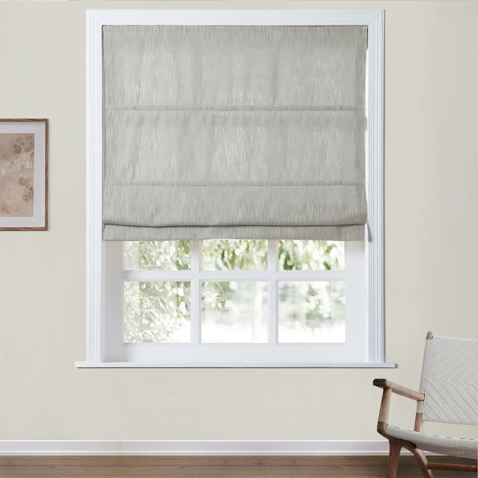 Cloe Cotton Blend Cordless Roman Shade - Blackout Window Treatment for Bedroom & Living Room - Plus Size Home Decor