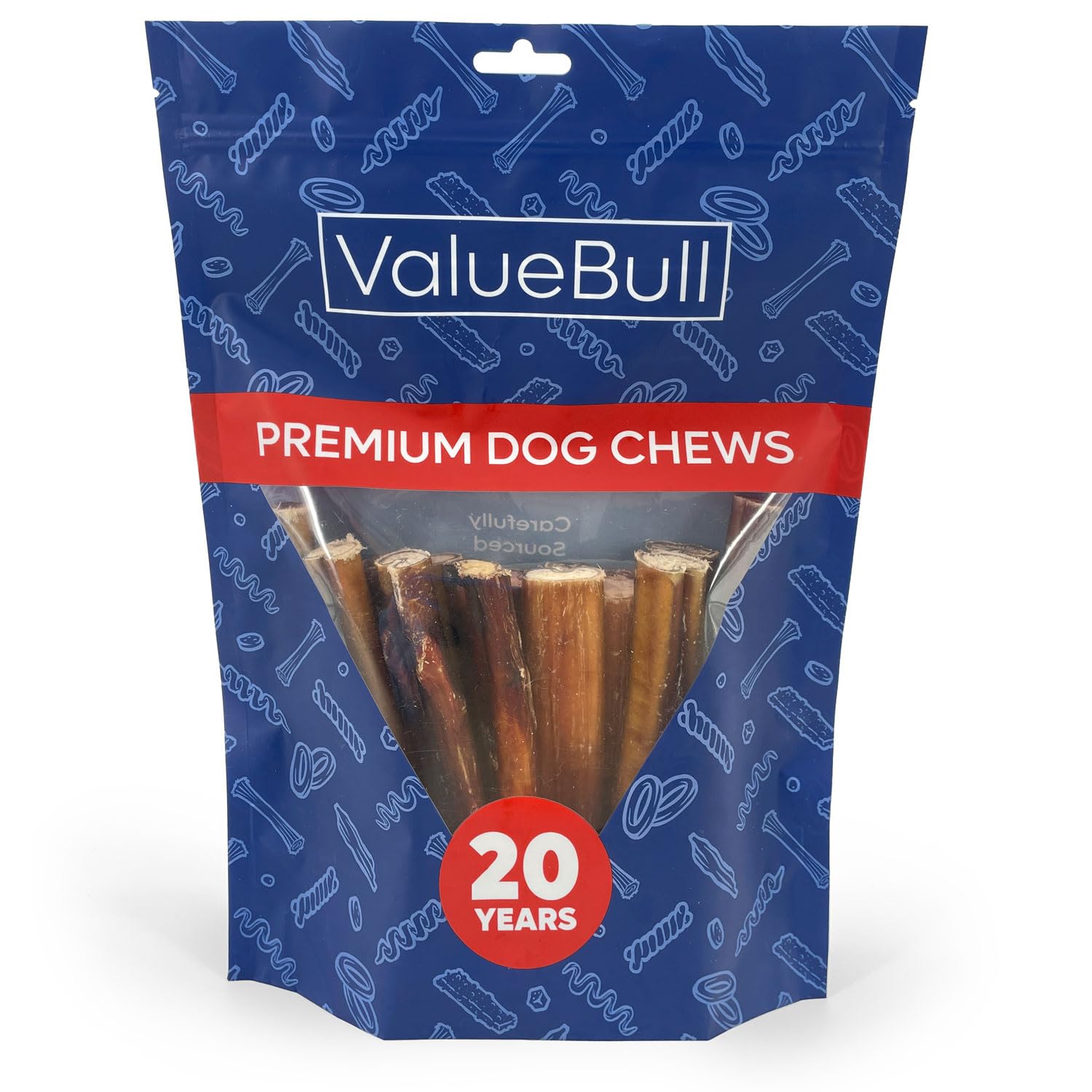 ValueBull Jumbo 6-Inch Bully Sticks for Dogs - 25 Count All-Natural Beef Dog Treats | 100% Beef Pizzle Chews | Single-Ingredient Rawhide Alternative | Great for Training, Teething & Dental Health