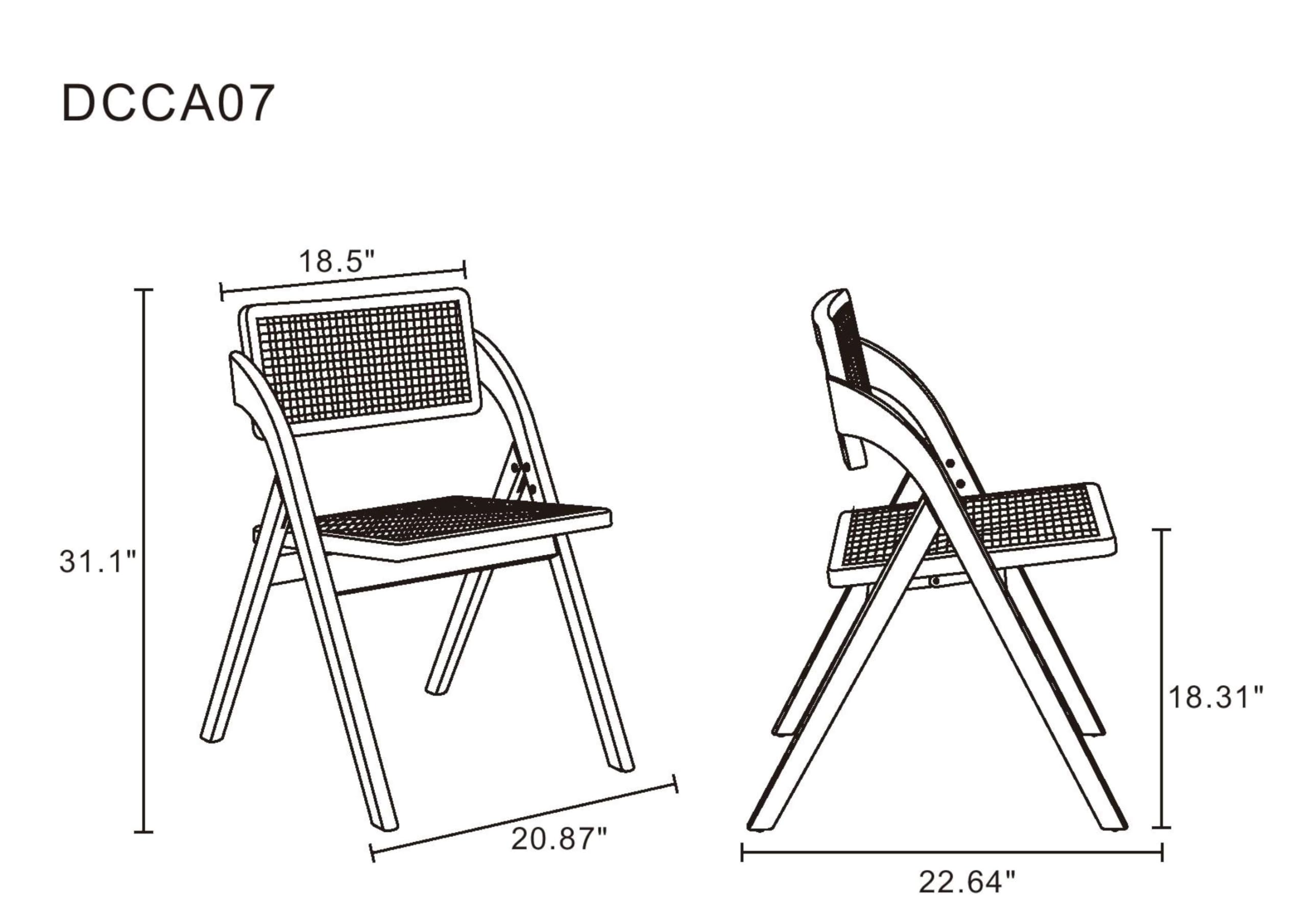 Manhattan Comfort Lambinet Folding Rattan Wicker Cane Side Chair - Set of 2 Natural Outdoor Dining Chairs for Patio, Restaurant, Bistro | Perfect for Garden, Poolside & Small Space Dining